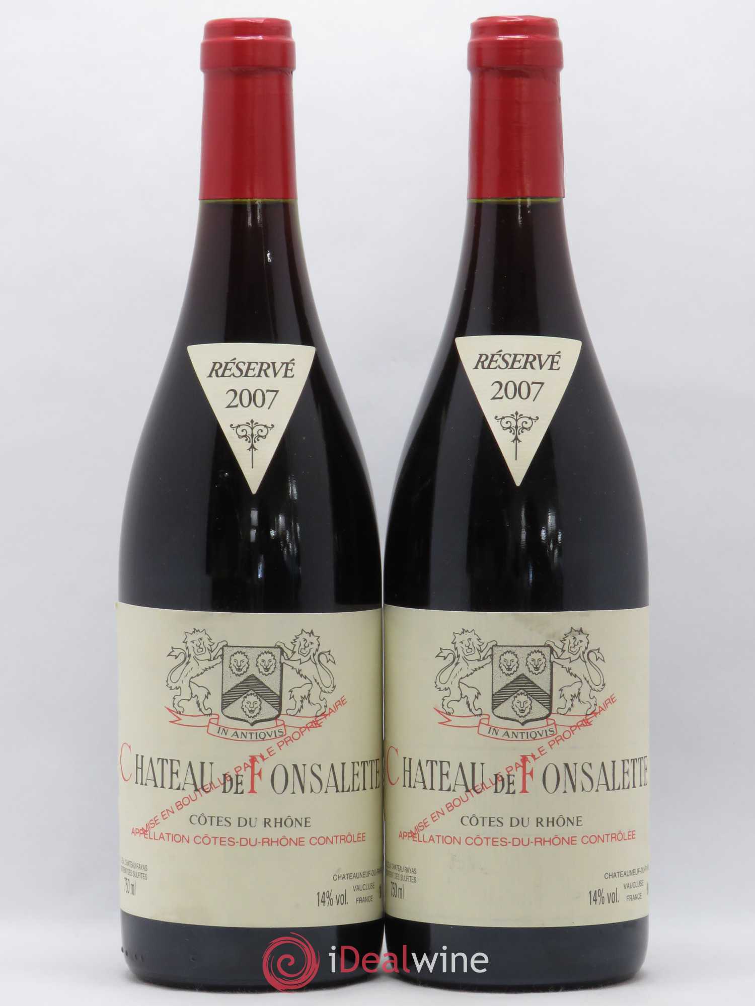 Côtes-du-Rhône Château de Fonsalette Emmanuel Reynaud 2007 - Lot de 2 bouteilles - 0