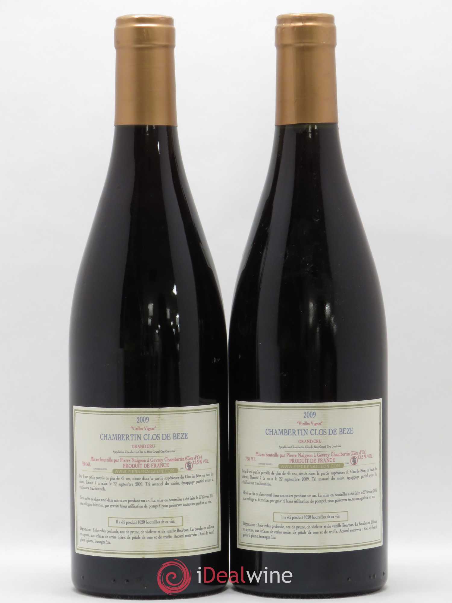 Chambertin Clos de Bèze Grand Cru Pierre Naigeon (Domaine) Vieilles vignes 2009 - Lot de 2 bouteilles - 1