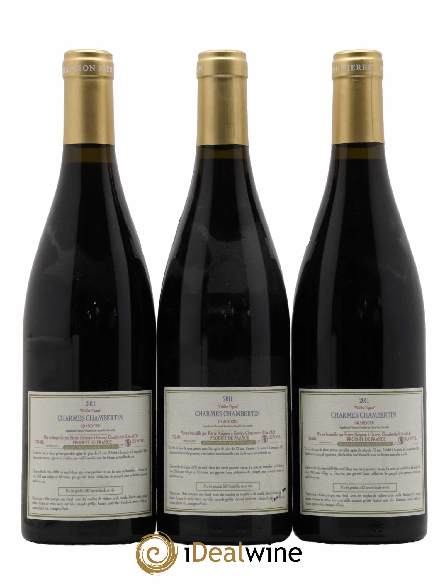 Charmes-Chambertin Grand Cru Pierre Naigeon (Domaine) 2011 - Lot de 3 bouteilles - 1