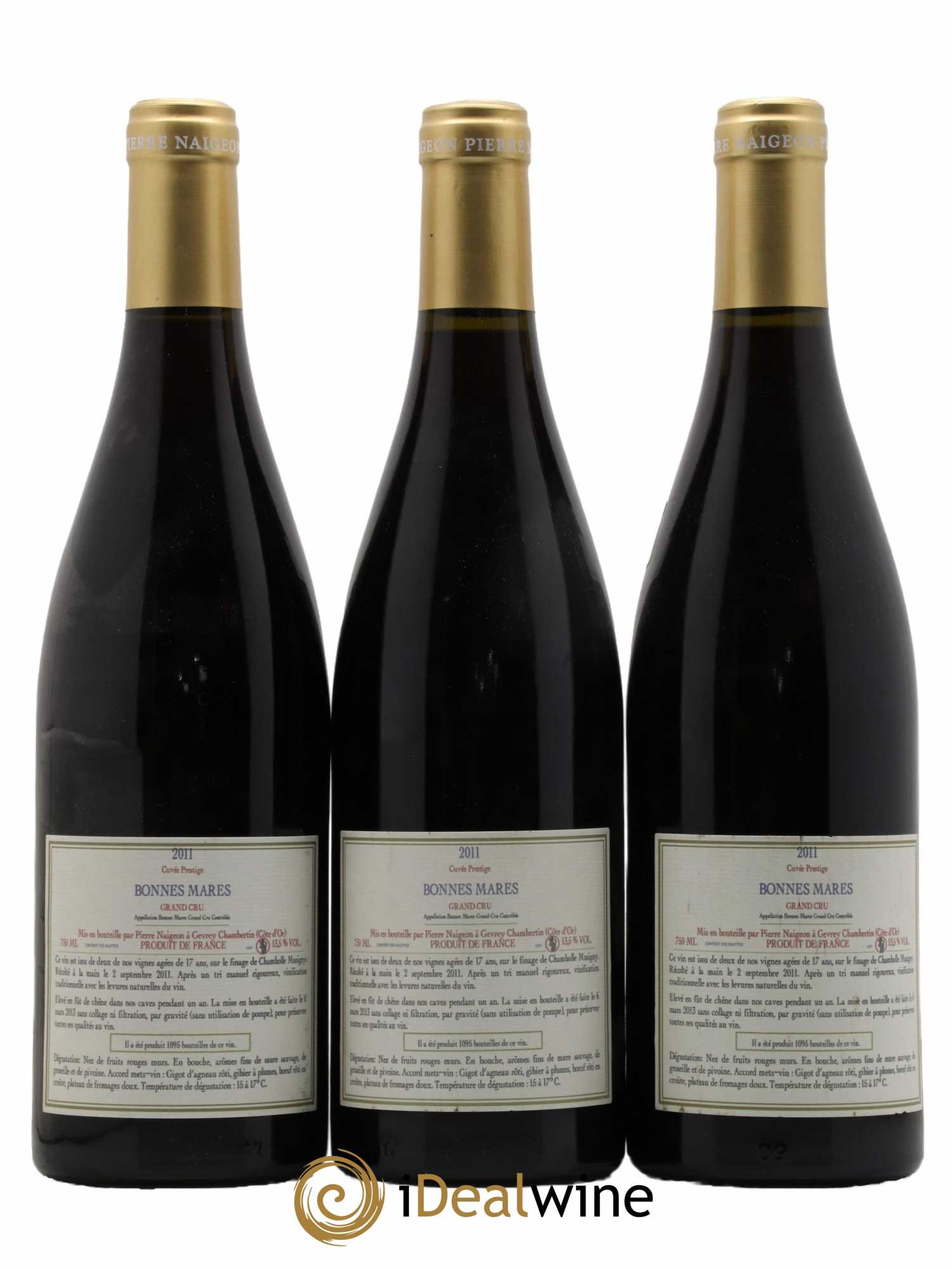 Bonnes-Mares Grand Cru Cuvee Prestige Domaine Pierre Naigeon 2011 - Lot de 3 bouteilles - 1