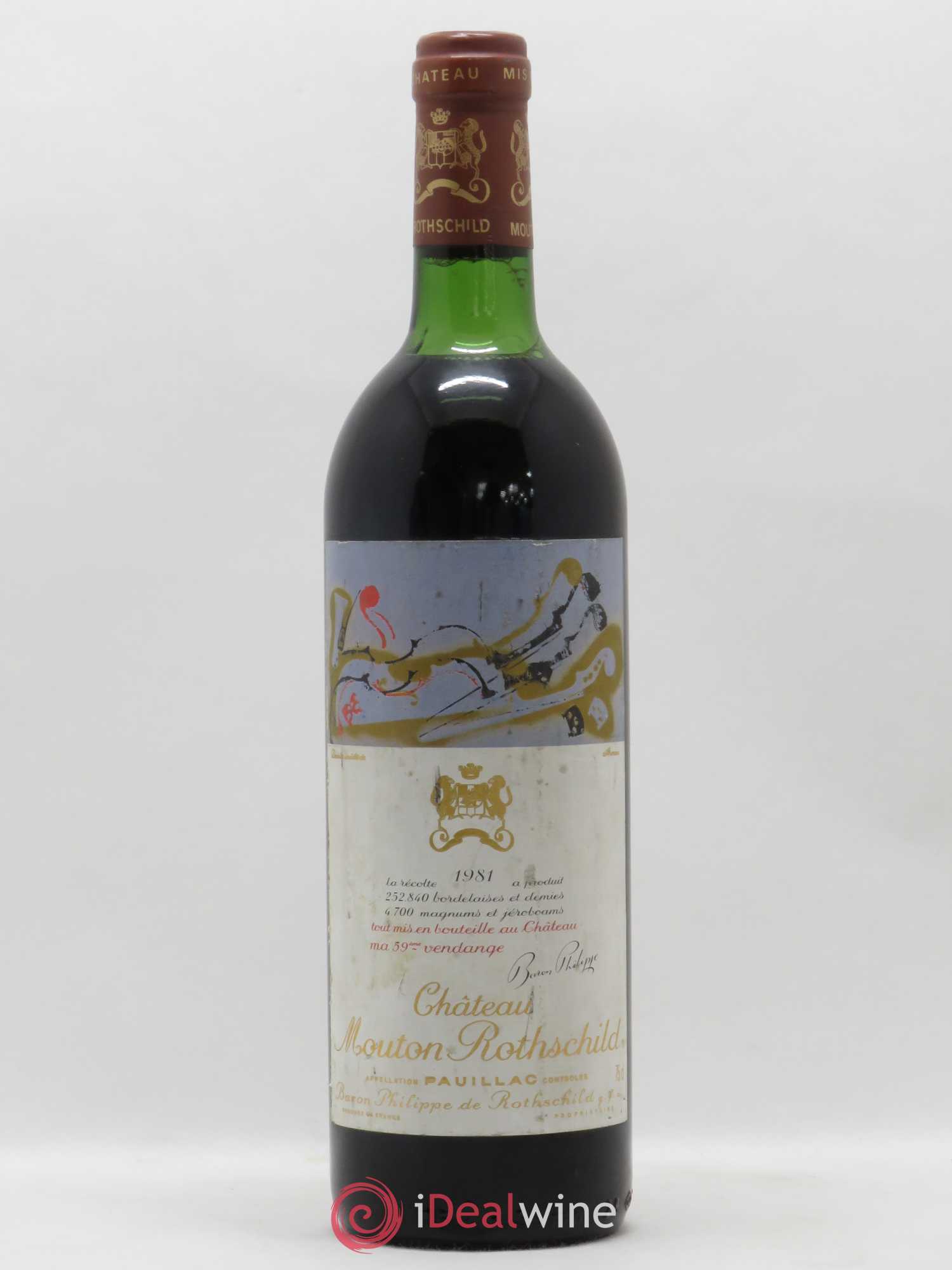 Château Mouton Rothschild 1er Grand Cru Classé 1981 - Lot de 1 bouteille - 0