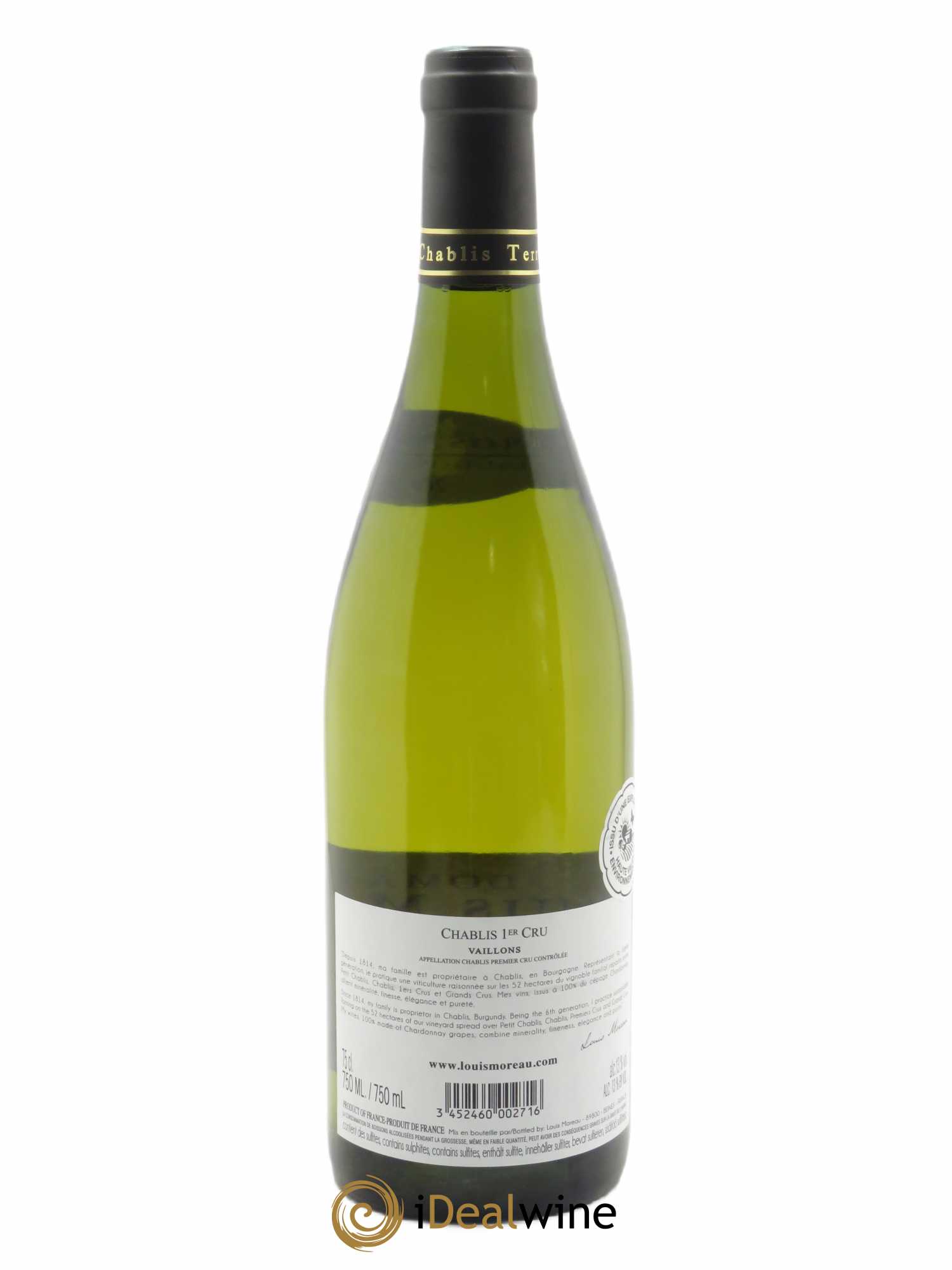 Chablis 1er Cru Vaillons Louis Moreau 2019 - Lot de 1 bouteille - 1