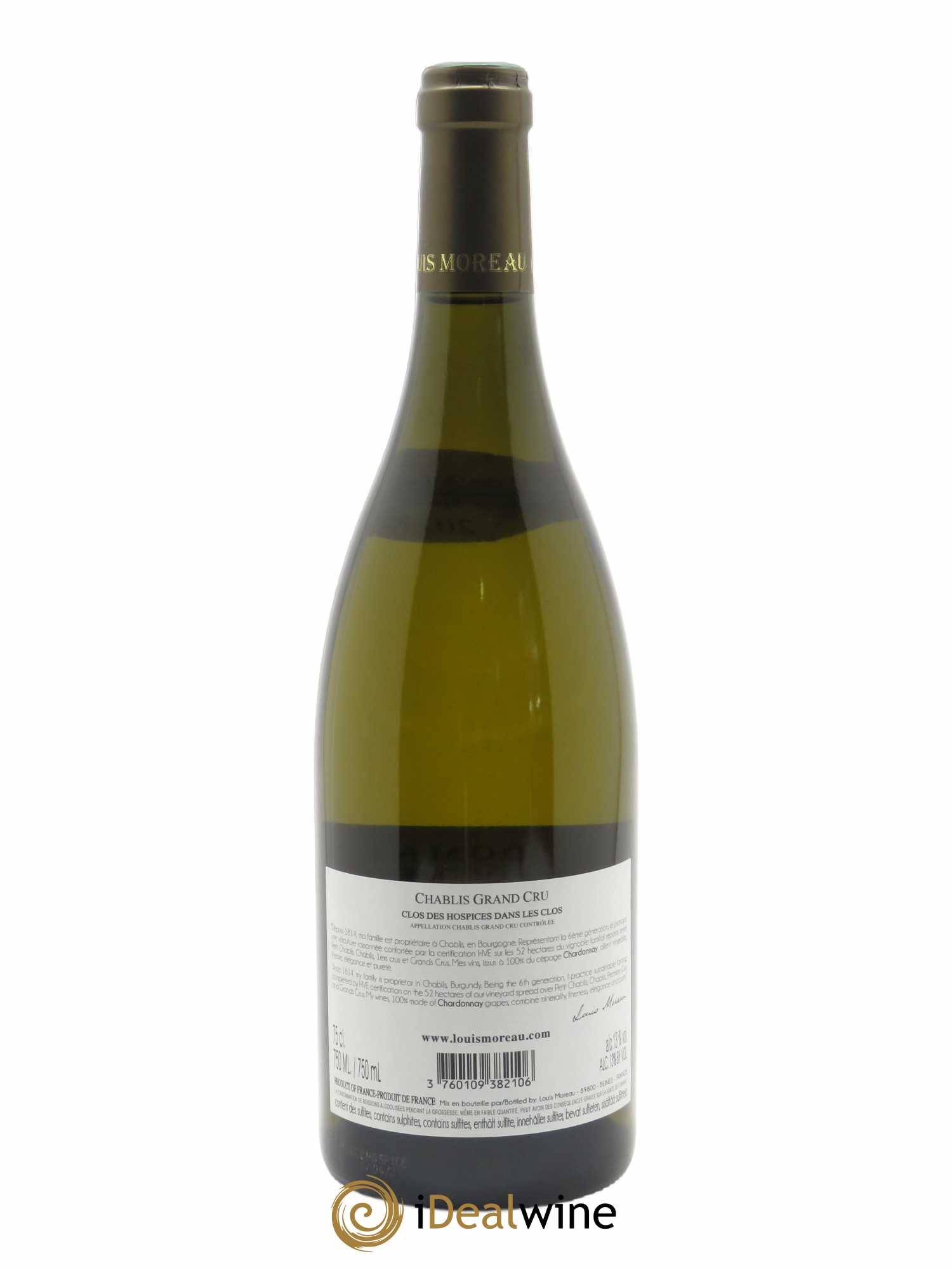 Chablis Grand Cru Les Clos Clos des Hospices Louis Moreau 2010 - Lot de 1 bouteille - 1