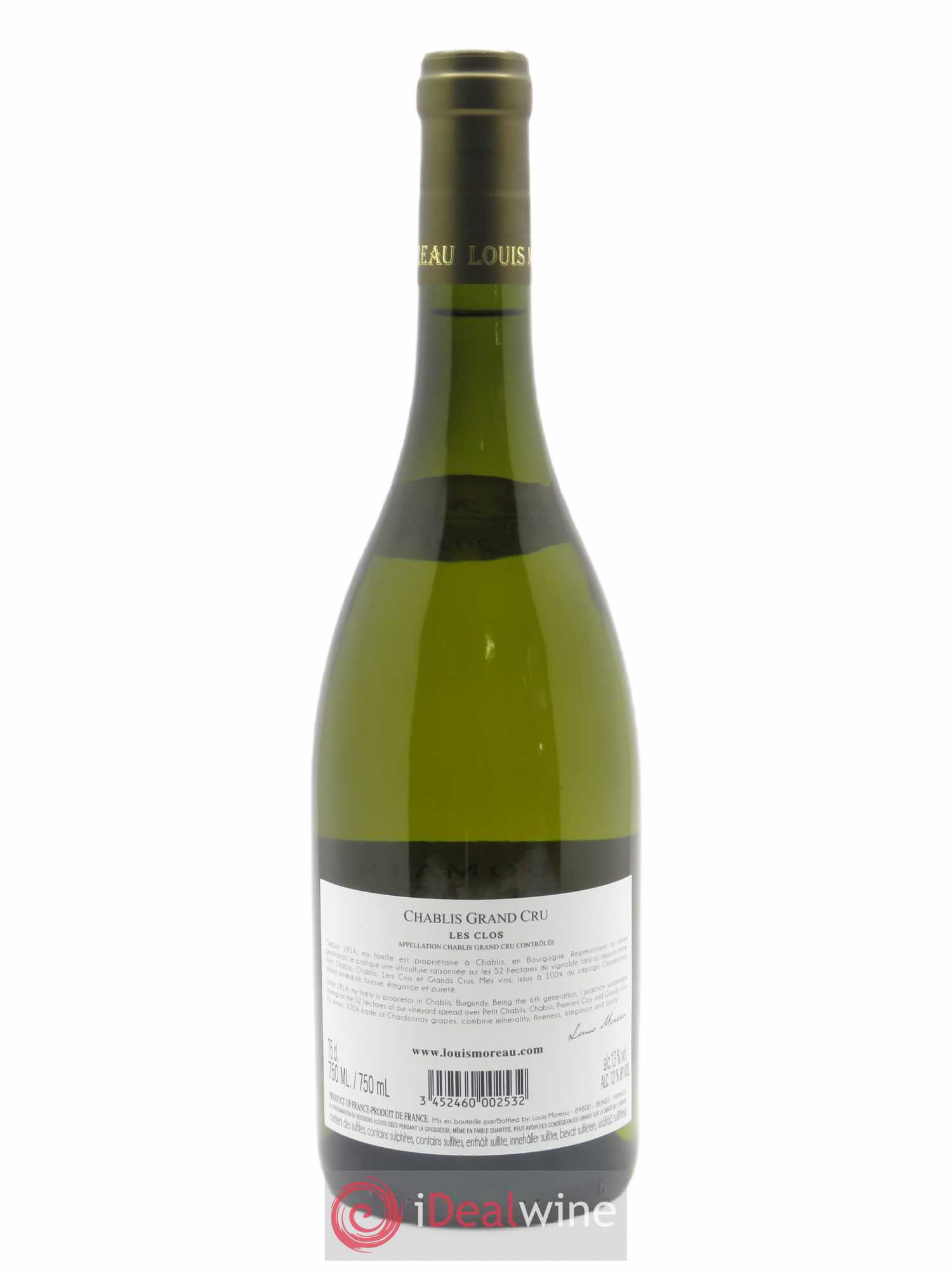 Chablis Grand Cru Les Clos Louis Moreau 2018 - Lot de 1 bouteille - 1