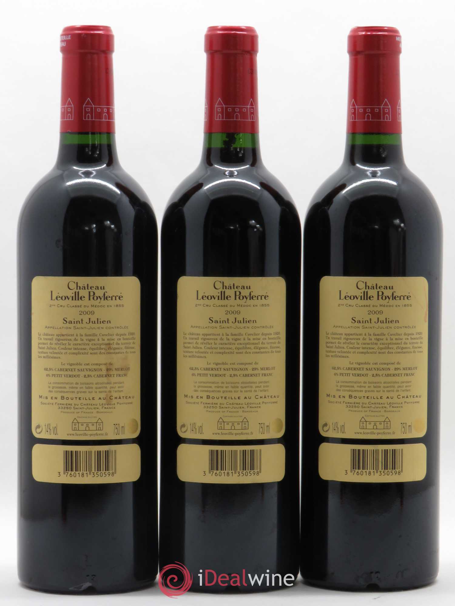 Château Léoville Poyferré 2ème Grand Cru Classé 2009 - Lot de 3 bouteilles - 1