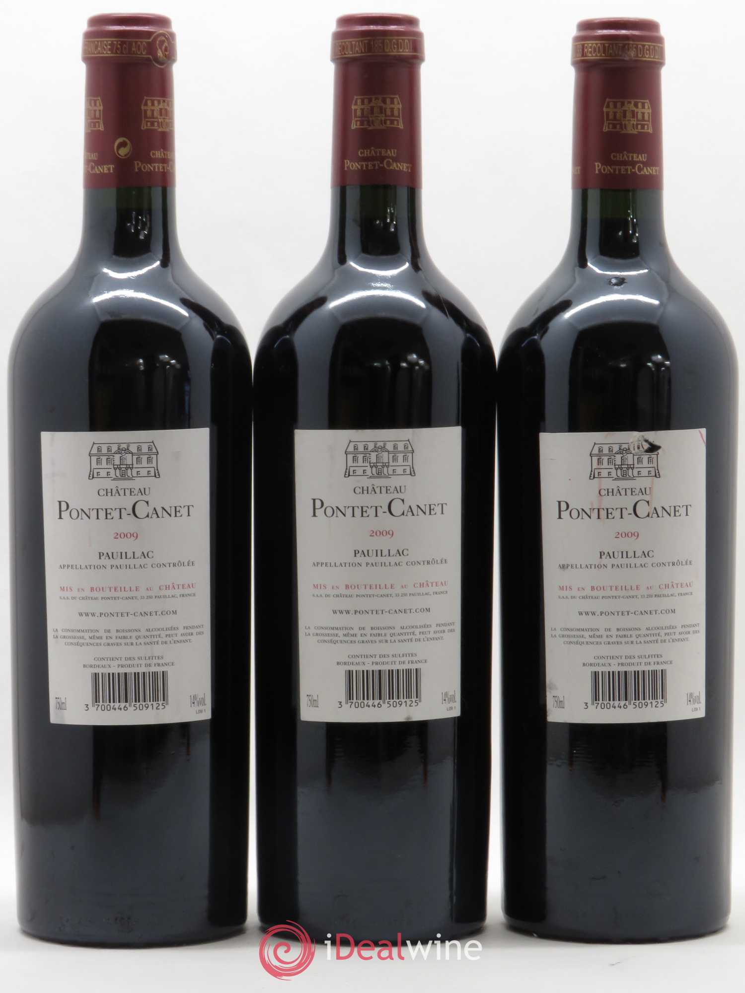 Château Pontet Canet 5ème Grand Cru Classé 2009 - Lot de 3 bouteilles - 1