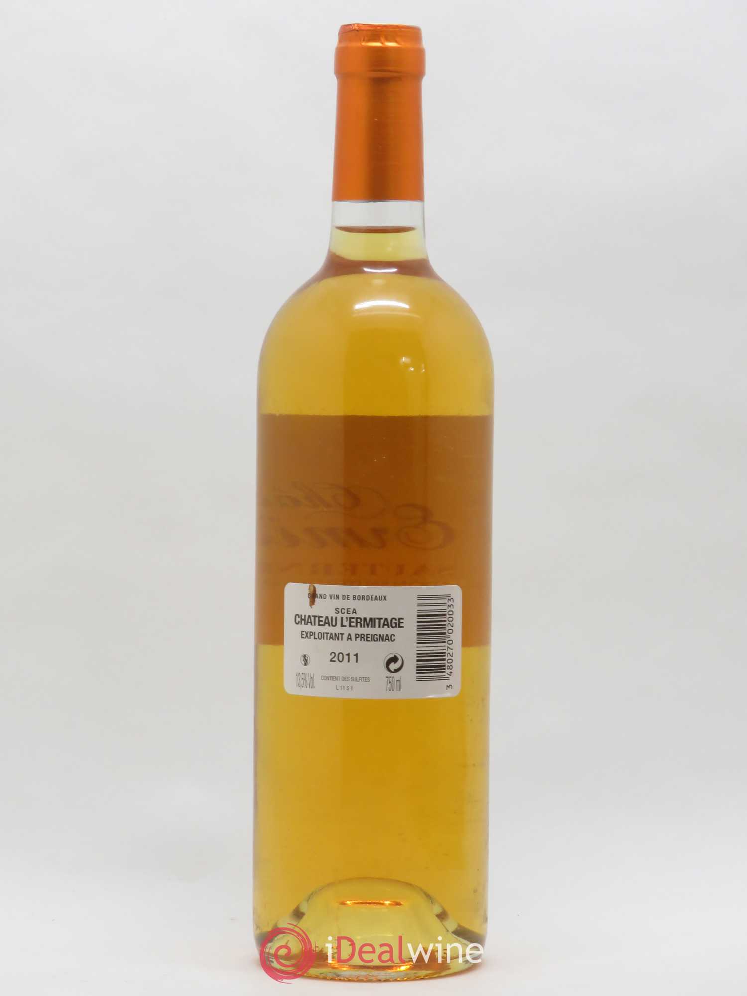 Sauternes Château l'Ermitage (sans prix de réserve) 2011 - Lot de 1 bouteille - 1
