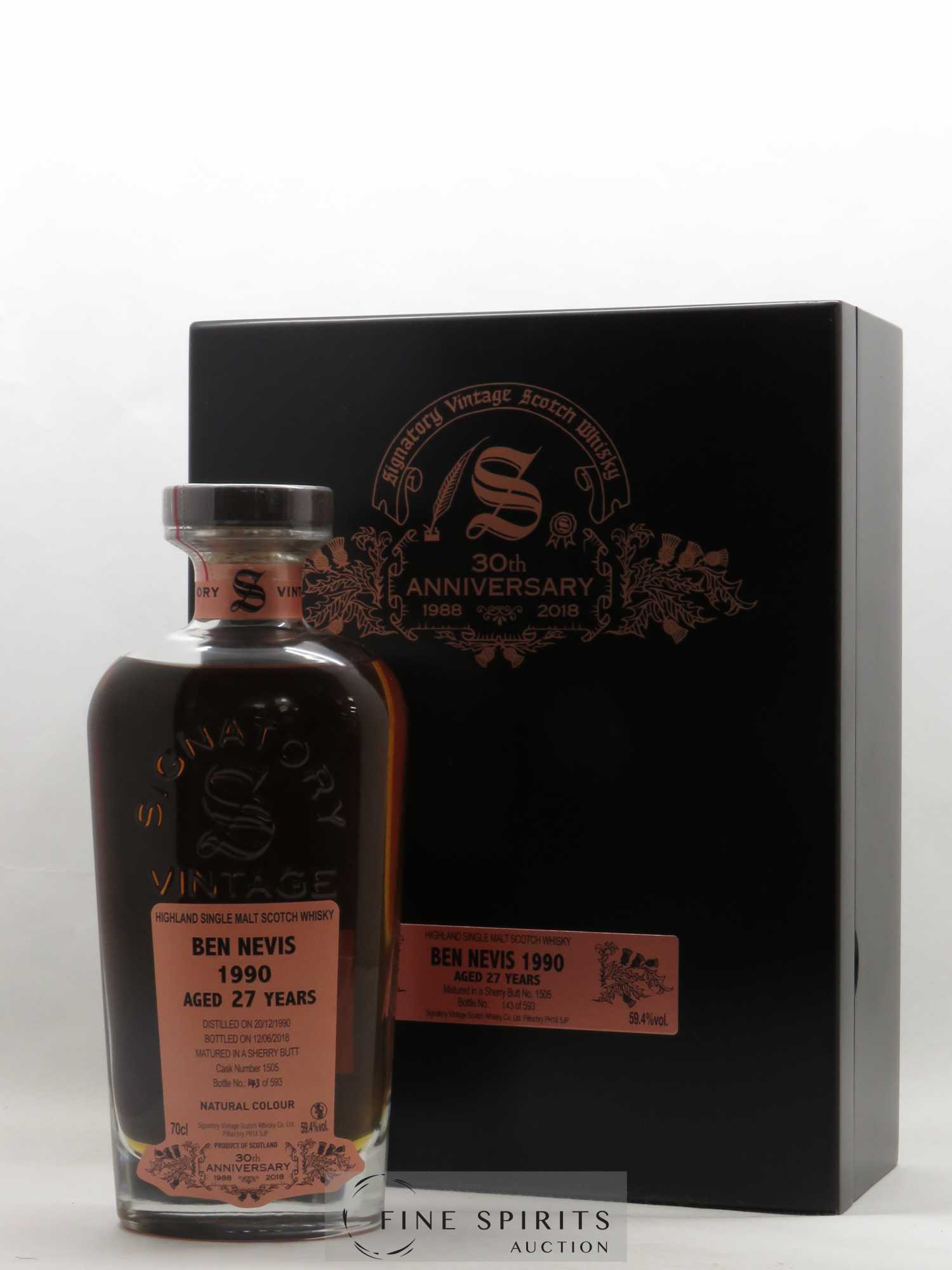 Ben Nevis 27 years 1990 Signatory Vintage 30th Anniversary Cask 1505 N°143 - Lot de 1 bouteille - 1