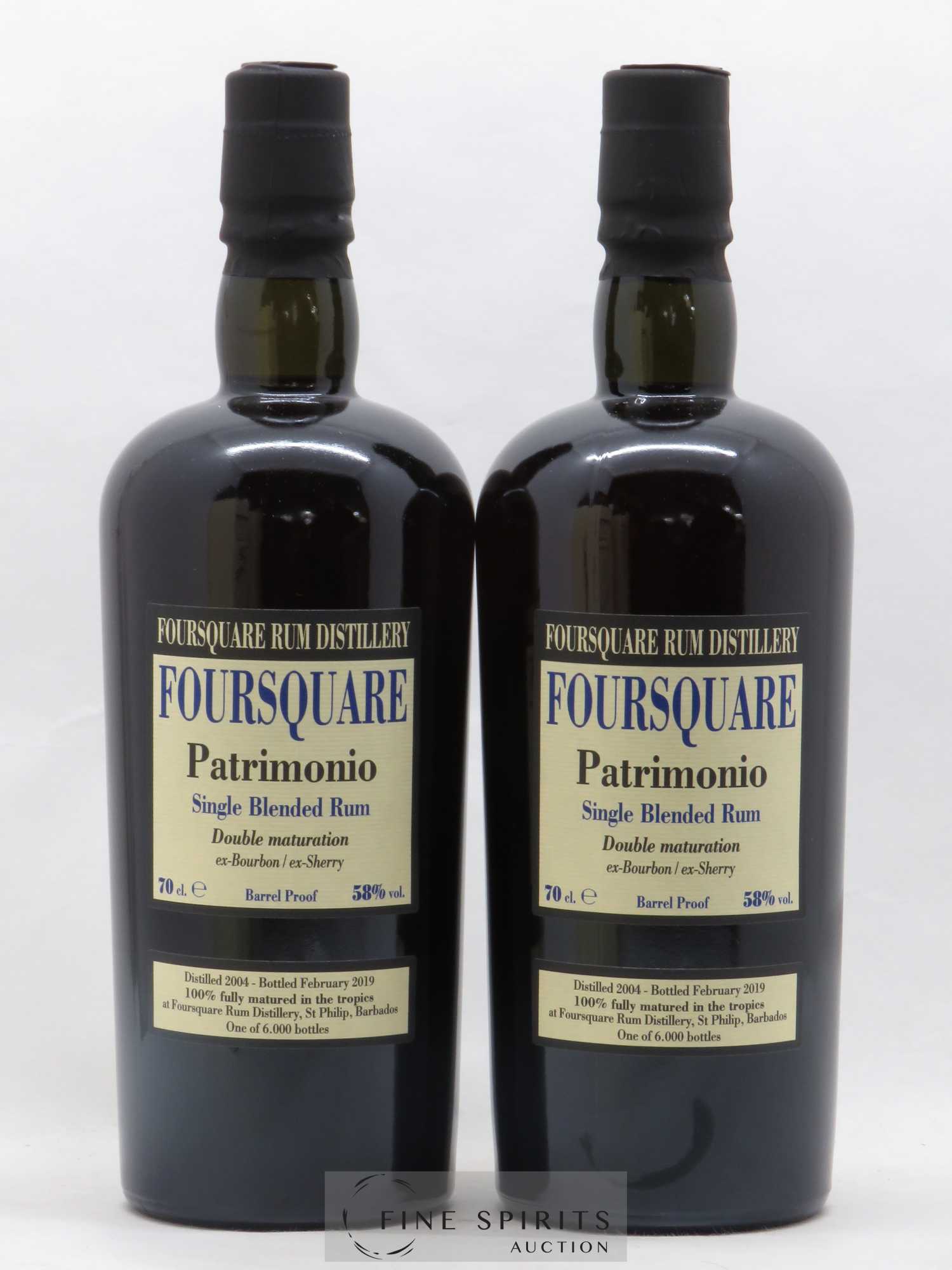 Foursquare 14 years 2004 Of. Patrimonio Double Maturation - One of 6000 - bottled 2019 Velier - Lot de 2 bouteilles - 1
