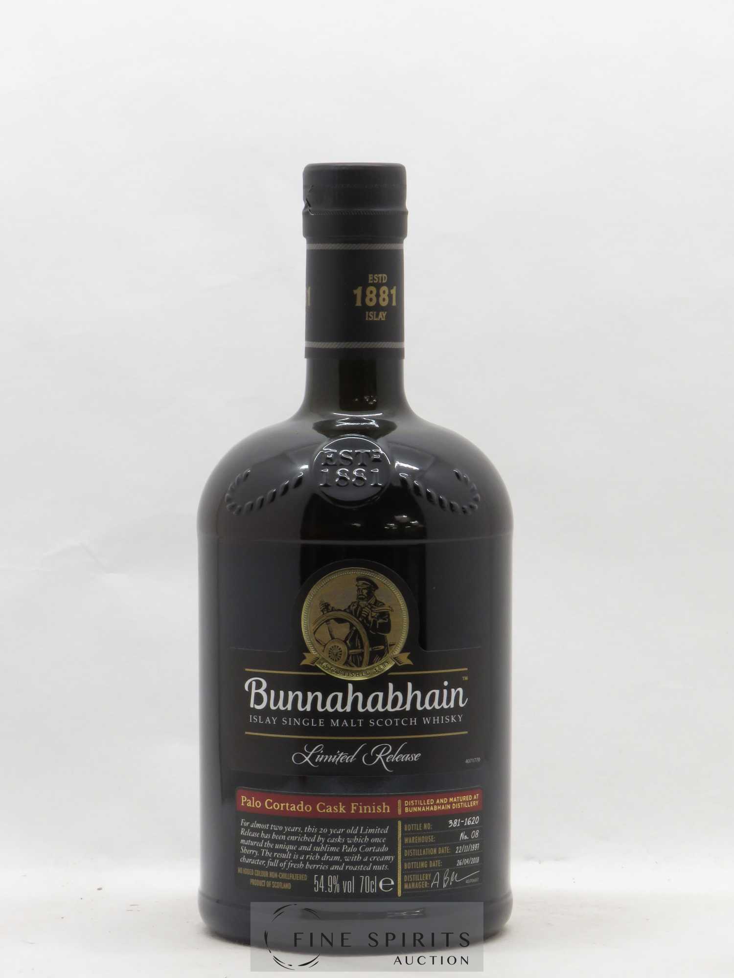 Bunnahabhain 20 years 1997 Of. Palo Cortado Cask Finish One of 1620 - bottled 2018 Limited Release - Lot of 1 bottle - 1