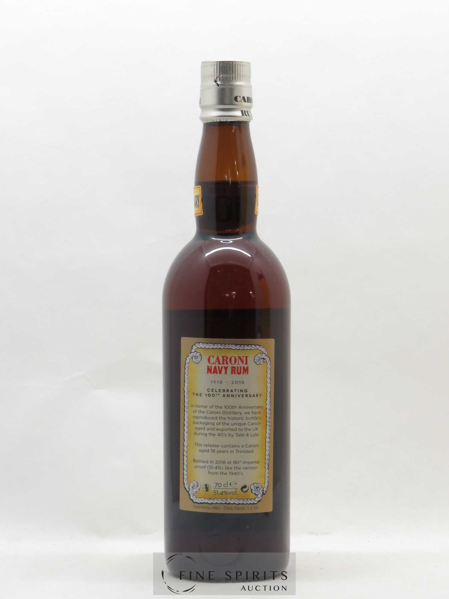 Caroni 18 years Velier Navy Rum 90° Proof - bottled 2018 Celebrating the 100th Anniversary Extra Strong - Lot de 1 bouteille - 2