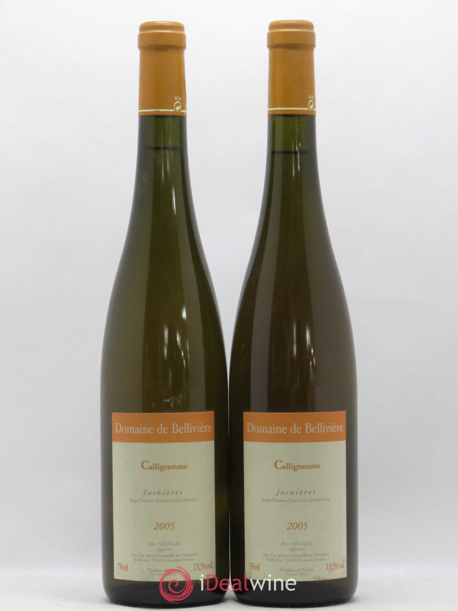 Jasnières Calligramme Domaine de Bellivière 2005 - Lot de 2 bouteilles - 0