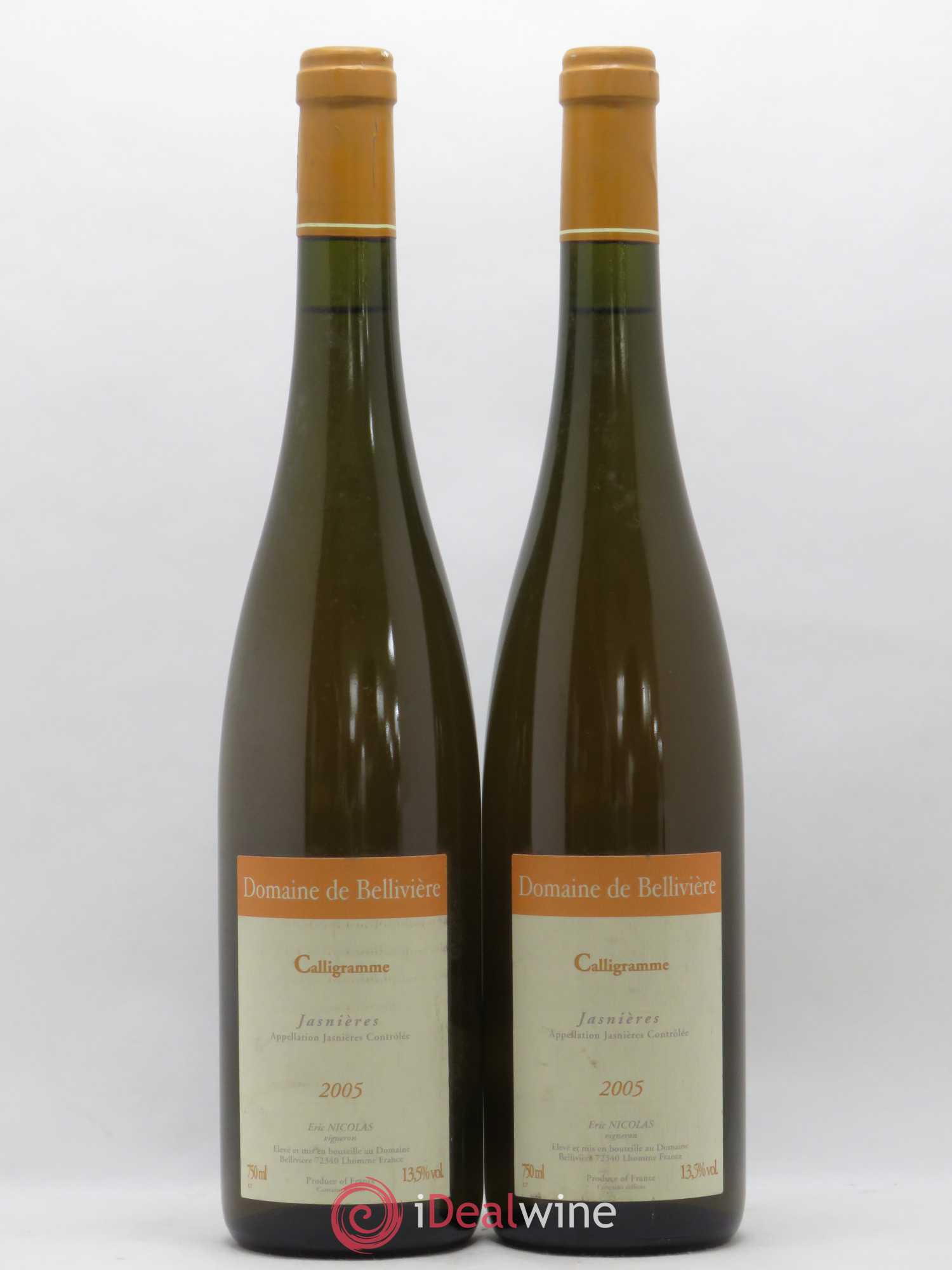 Jasnières Calligramme Domaine de Bellivière 2005 - Lot de 2 bouteilles - 0