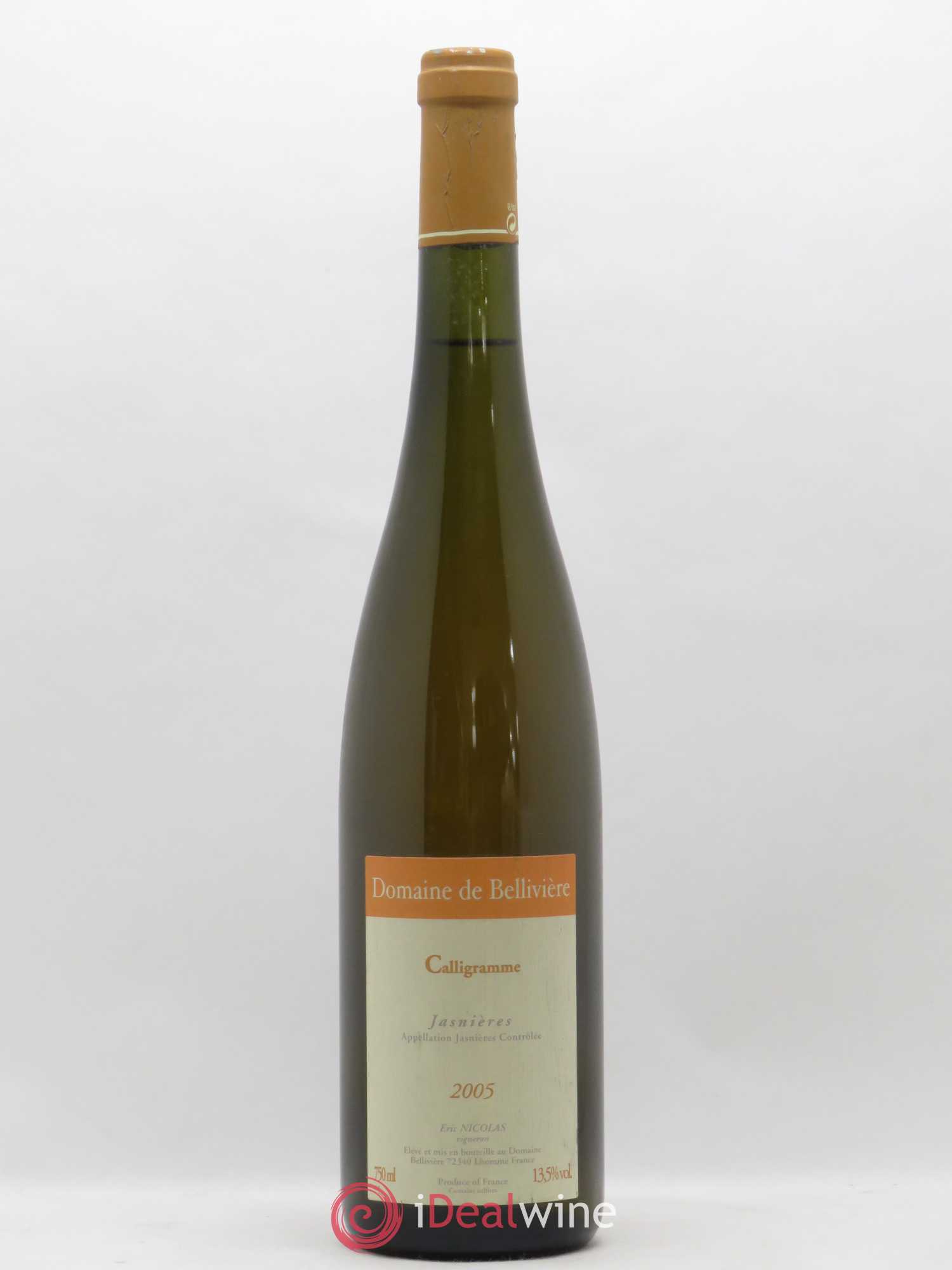 Jasnières Calligramme Domaine de Bellivière 2005 - Lot de 1 bouteille - 0