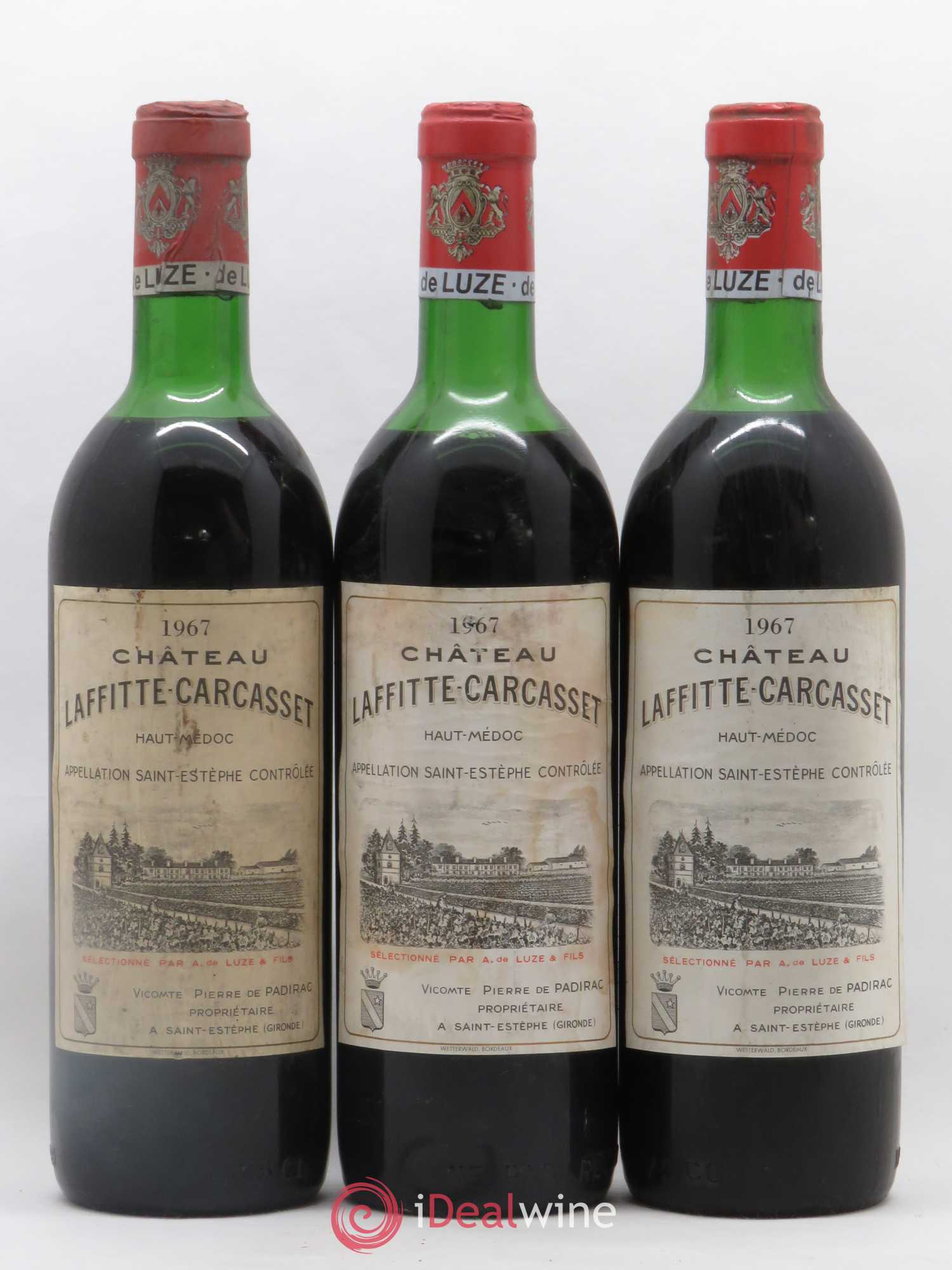 Château Laffitte Carcasset Cru Bourgeois 1967 - Lot de 3 bouteilles - 0