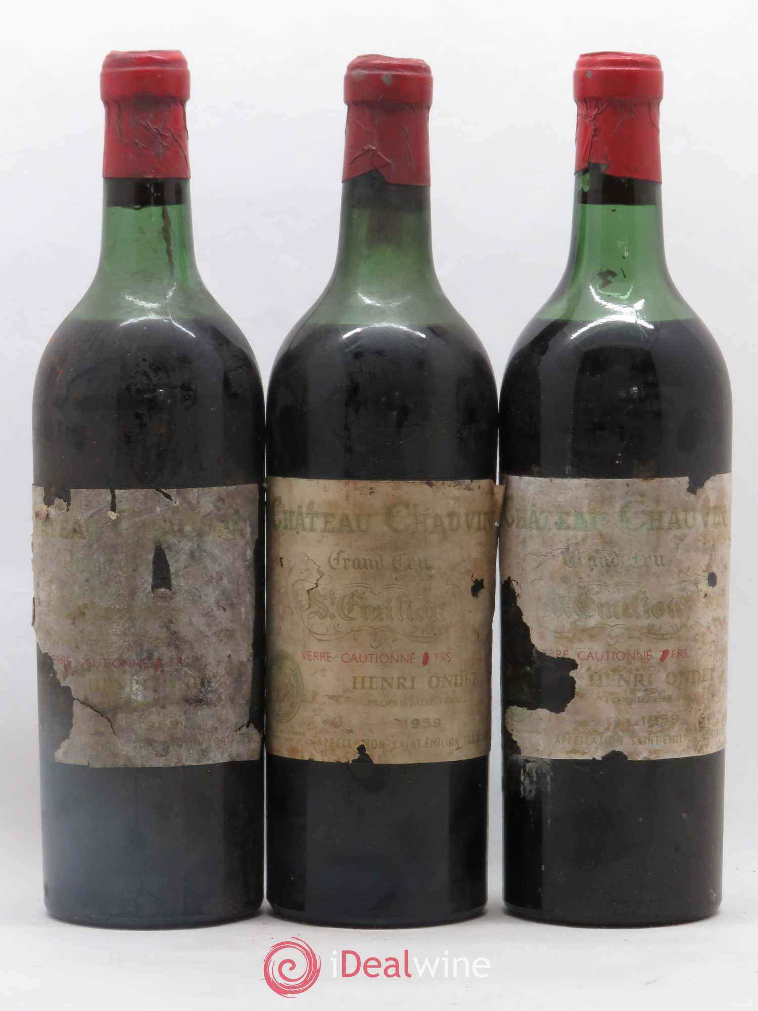 Château Chauvin Grand Cru Classé 1959 - Lot de 3 bouteilles - 0