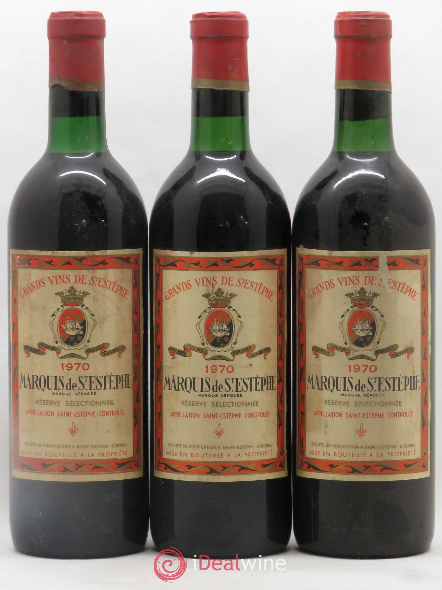 Marquis de Saint Estèphe 1970 - Lot de 3 bouteilles - 0