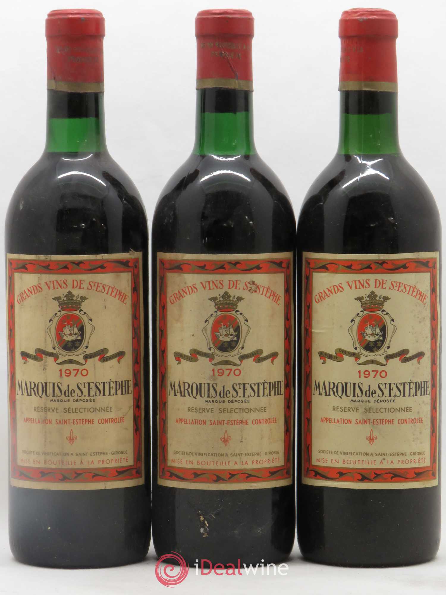 Marquis de Saint Estèphe 1970 - Lot de 3 bouteilles - 0