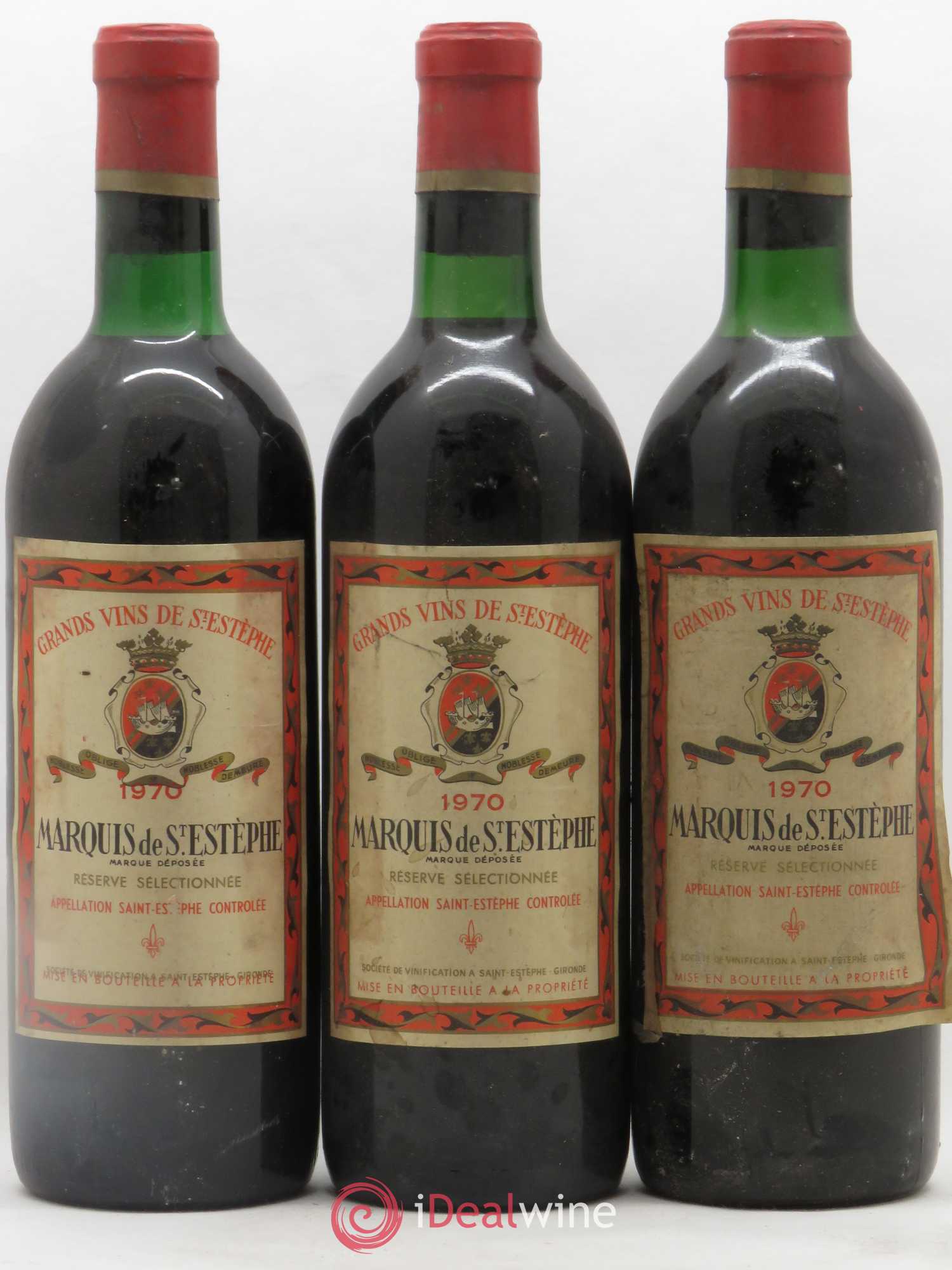 Marquis de Saint Estèphe 1970 - Lot de 3 bouteilles - 0