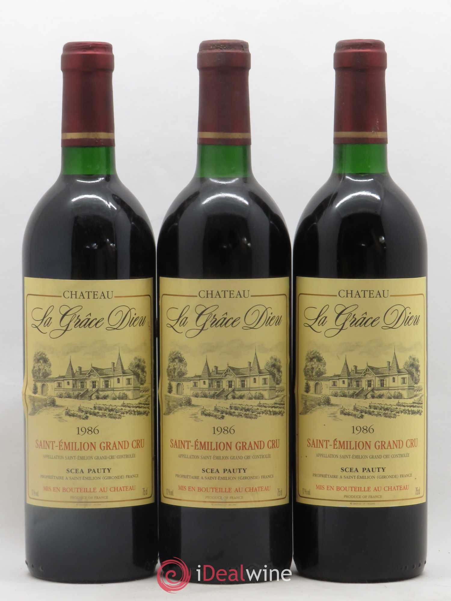 Château la Grâce Dieu 1986 - Lot de 3 bouteilles - 0