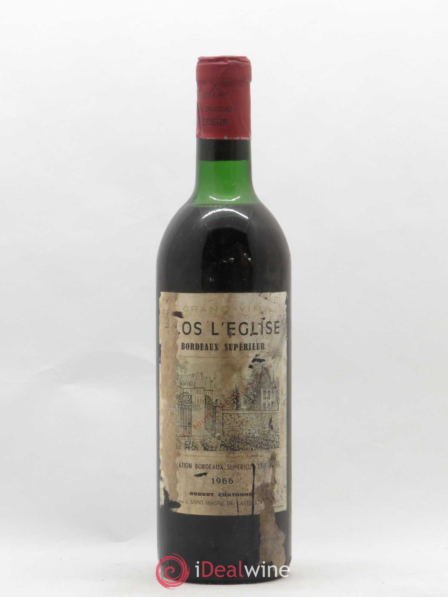 Bordeaux Clos L'Eglise 1966 - Lot de 1 bouteille - 0