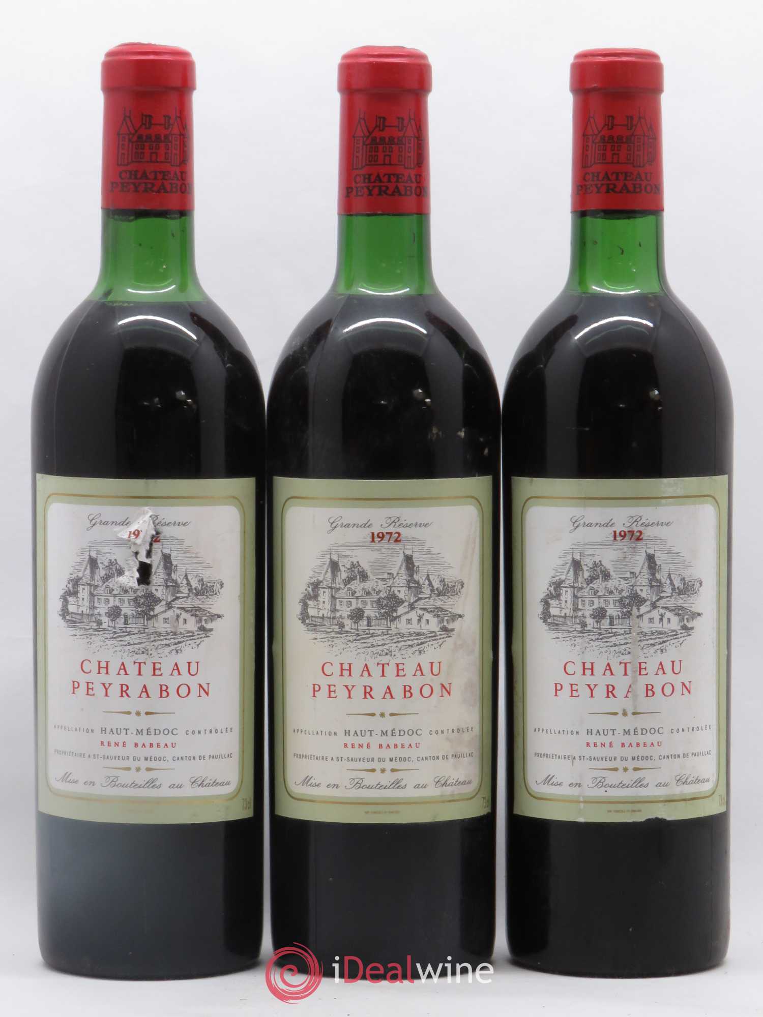 Château Peyrabon Cru Bourgeois 1972 - Lot de 3 bouteilles - 0
