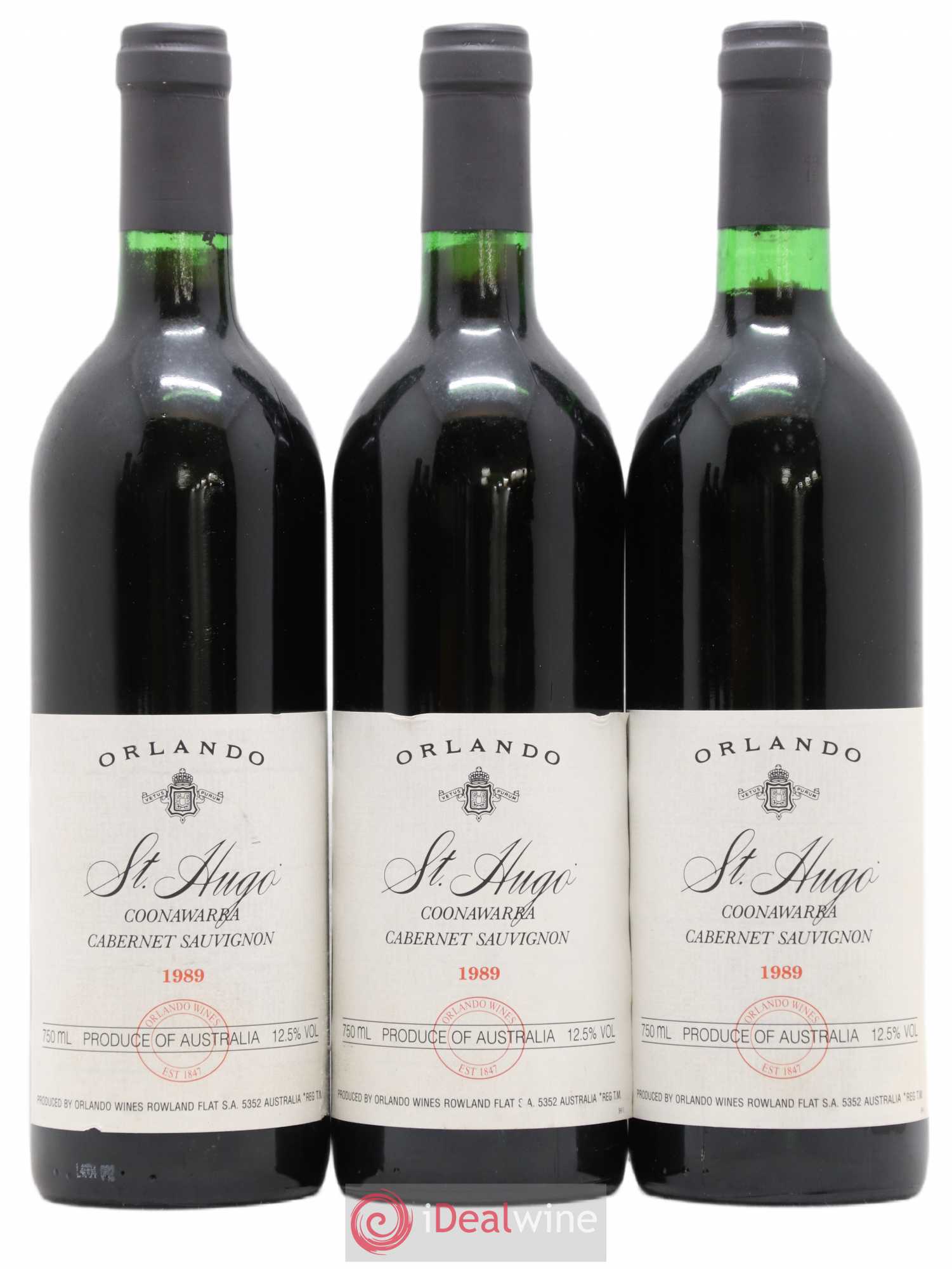 Australie Cabernet Sauvignon Orlando Coonawarra Saint Hugo 1989 - Posten von 6 Flaschen - 1