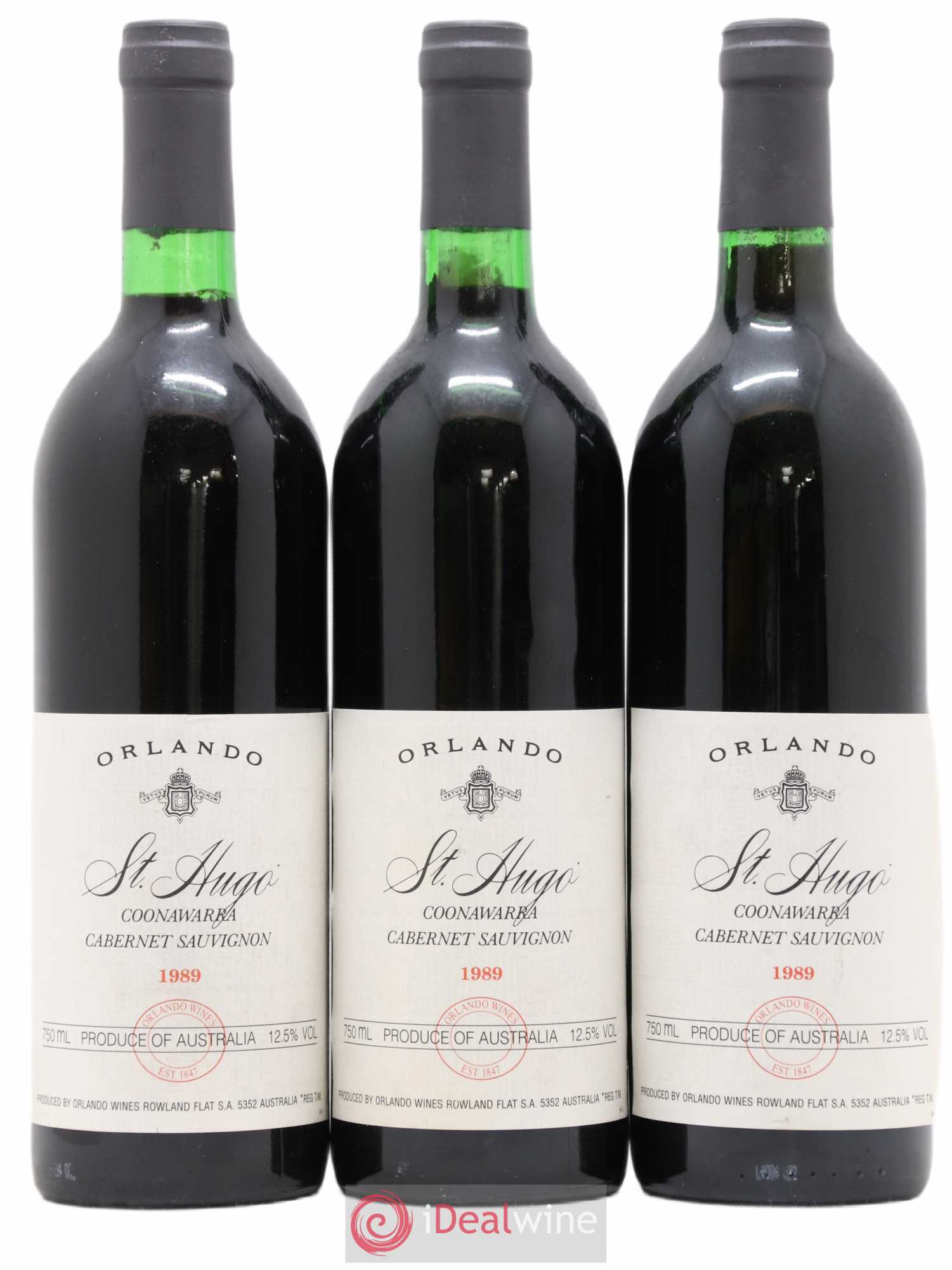 Australie Cabernet Sauvignon Orlando Coonawarra Saint Hugo 1989 - Posten von 6 Flaschen - 2