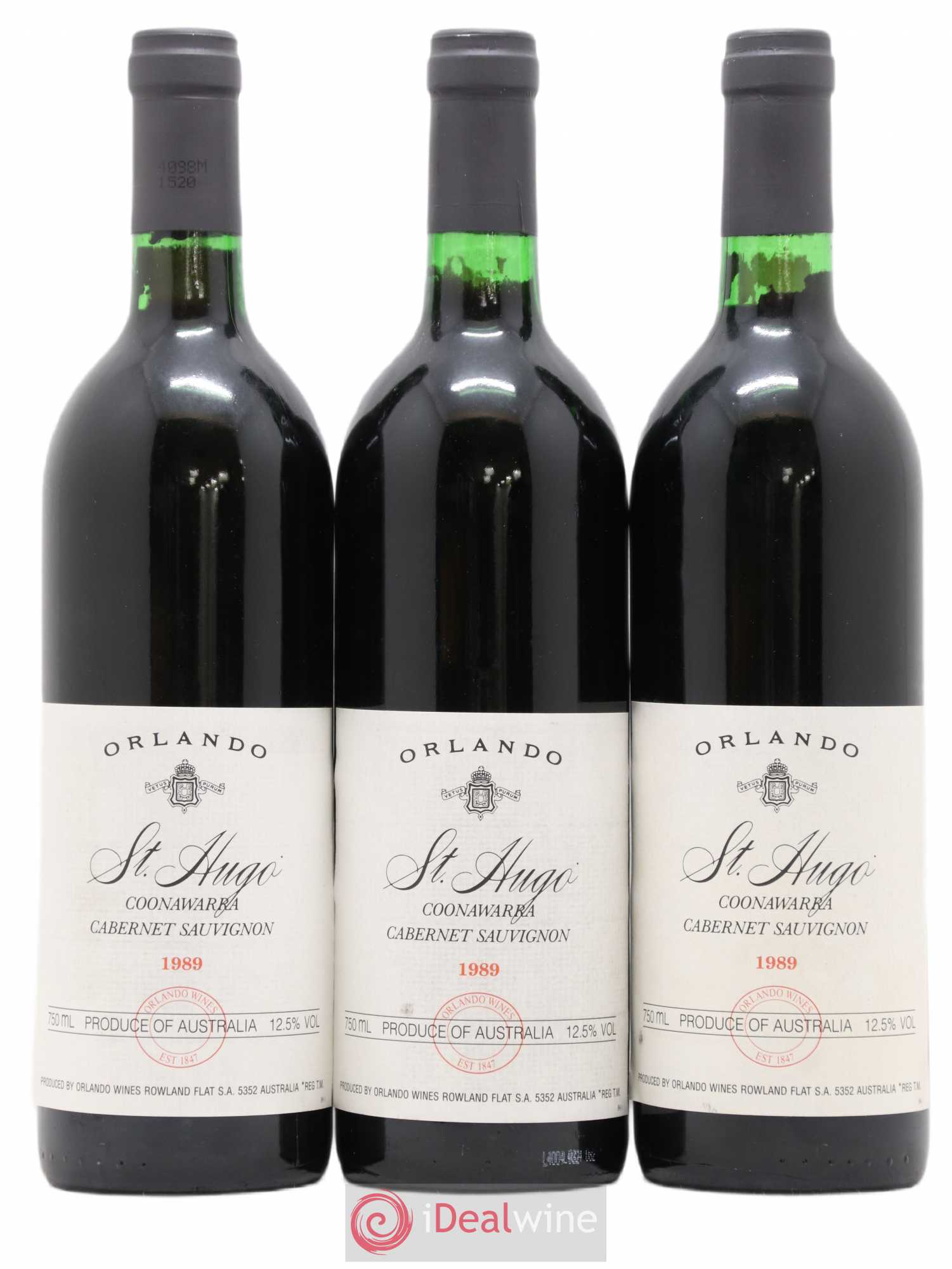Australie Cabernet Sauvignon Orlando Coonawarra Saint Hugo 1989 - Posten von 6 Flaschen - 2