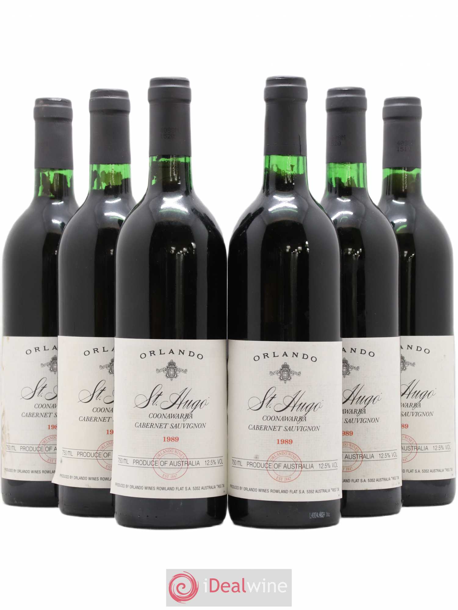 Australie Cabernet Sauvignon Orlando Coonawarra Saint Hugo 1989 - Posten von 6 Flaschen - 0