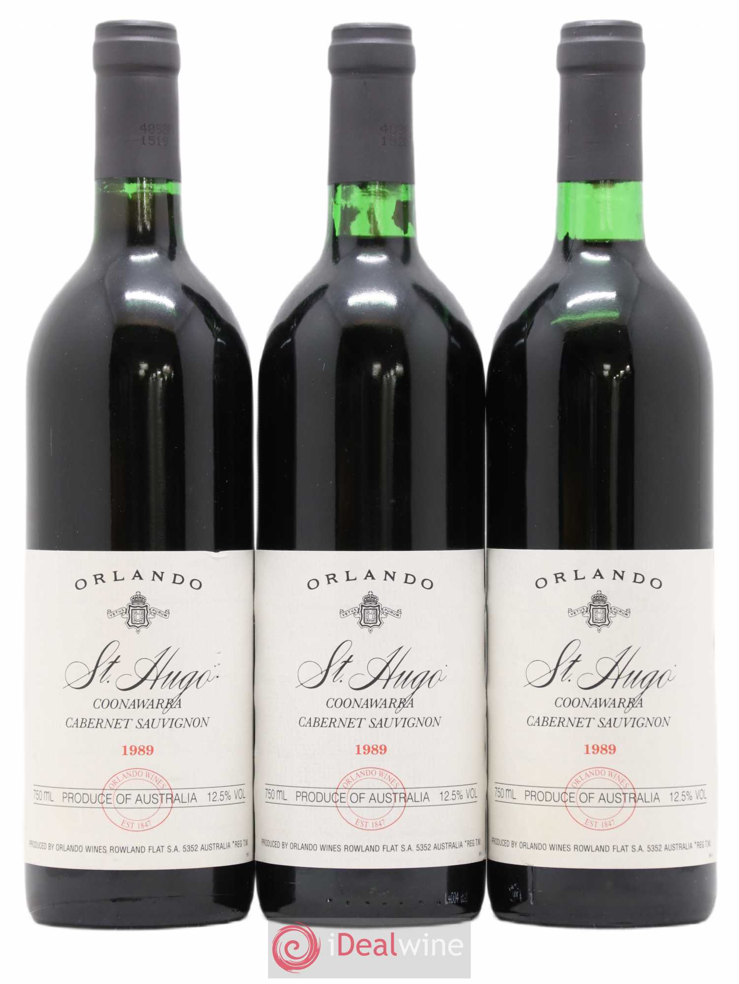 Australie Cabernet Sauvignon Orlando Coonawarra Saint Hugo 1989 - Posten von 3 Flaschen - 0