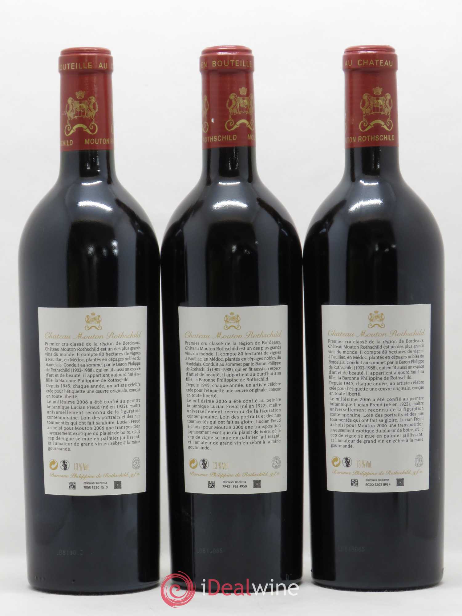 Château Mouton Rothschild 1er Grand Cru Classé 2006 - Lot de 3 bouteilles - 1