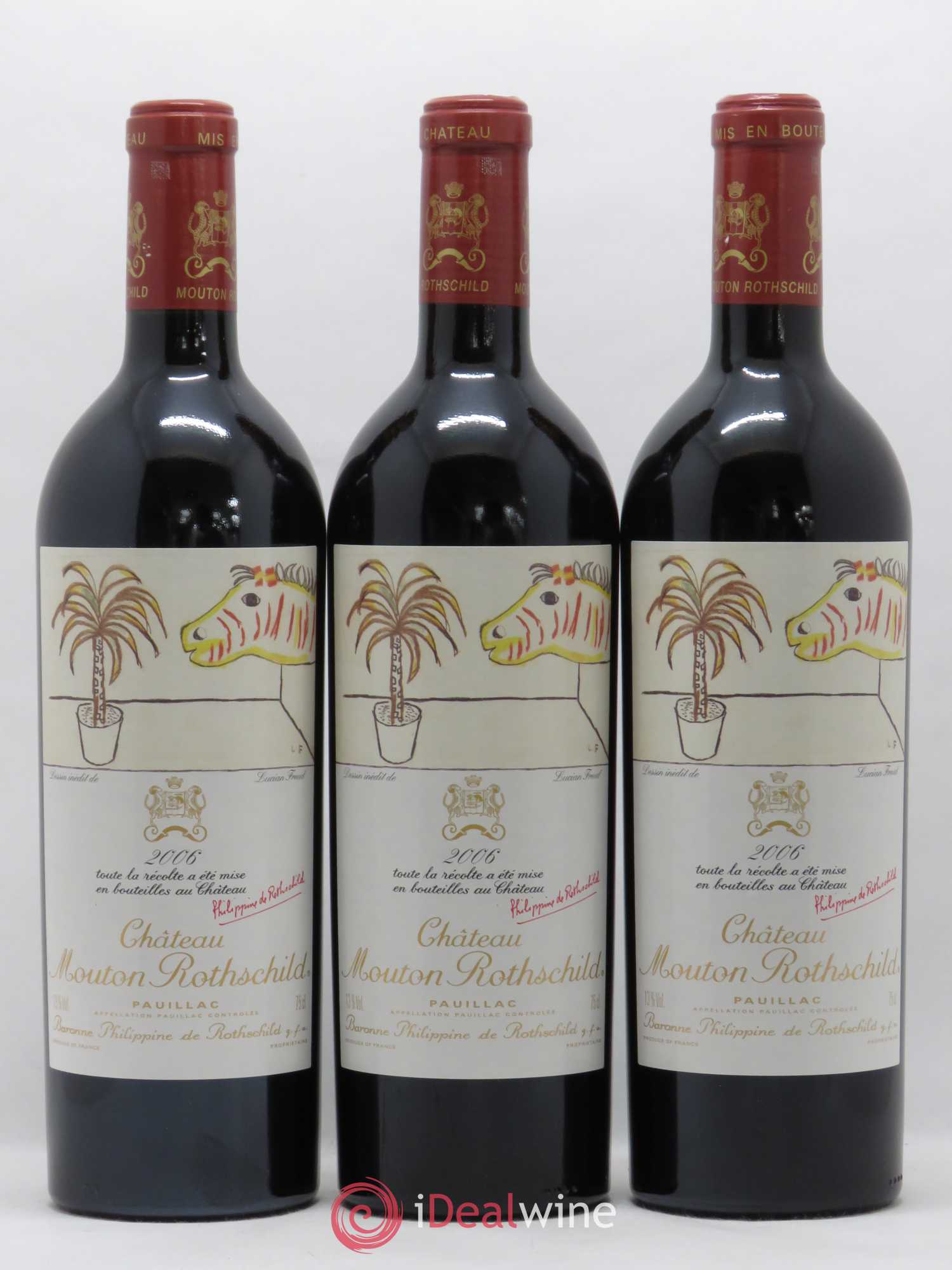 Château Mouton Rothschild 1er Grand Cru Classé 2006 - Lot de 3 bouteilles - 0