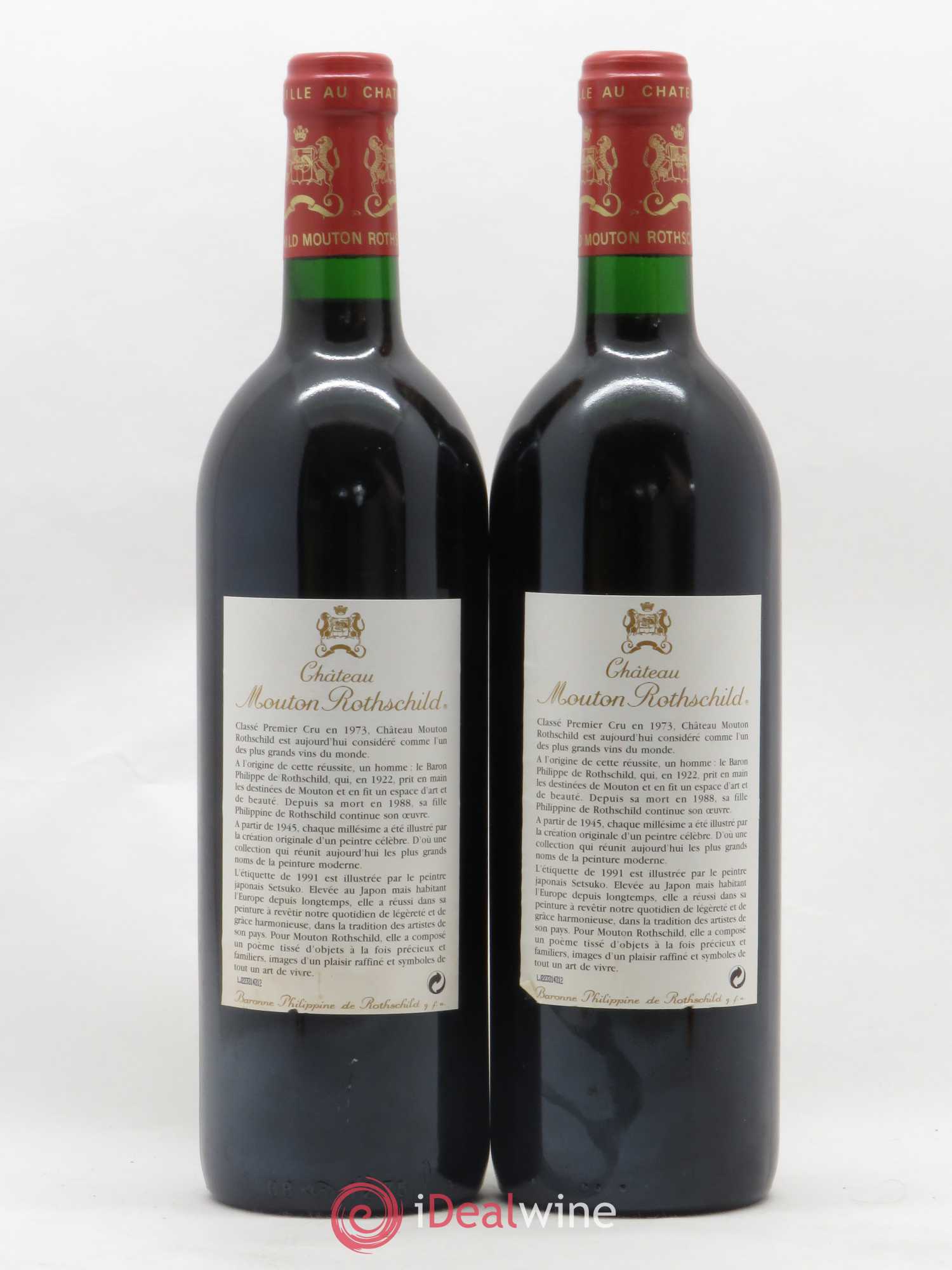 Château Mouton Rothschild 1er Grand Cru Classé 1991 - Lot de 2 bouteilles - 1