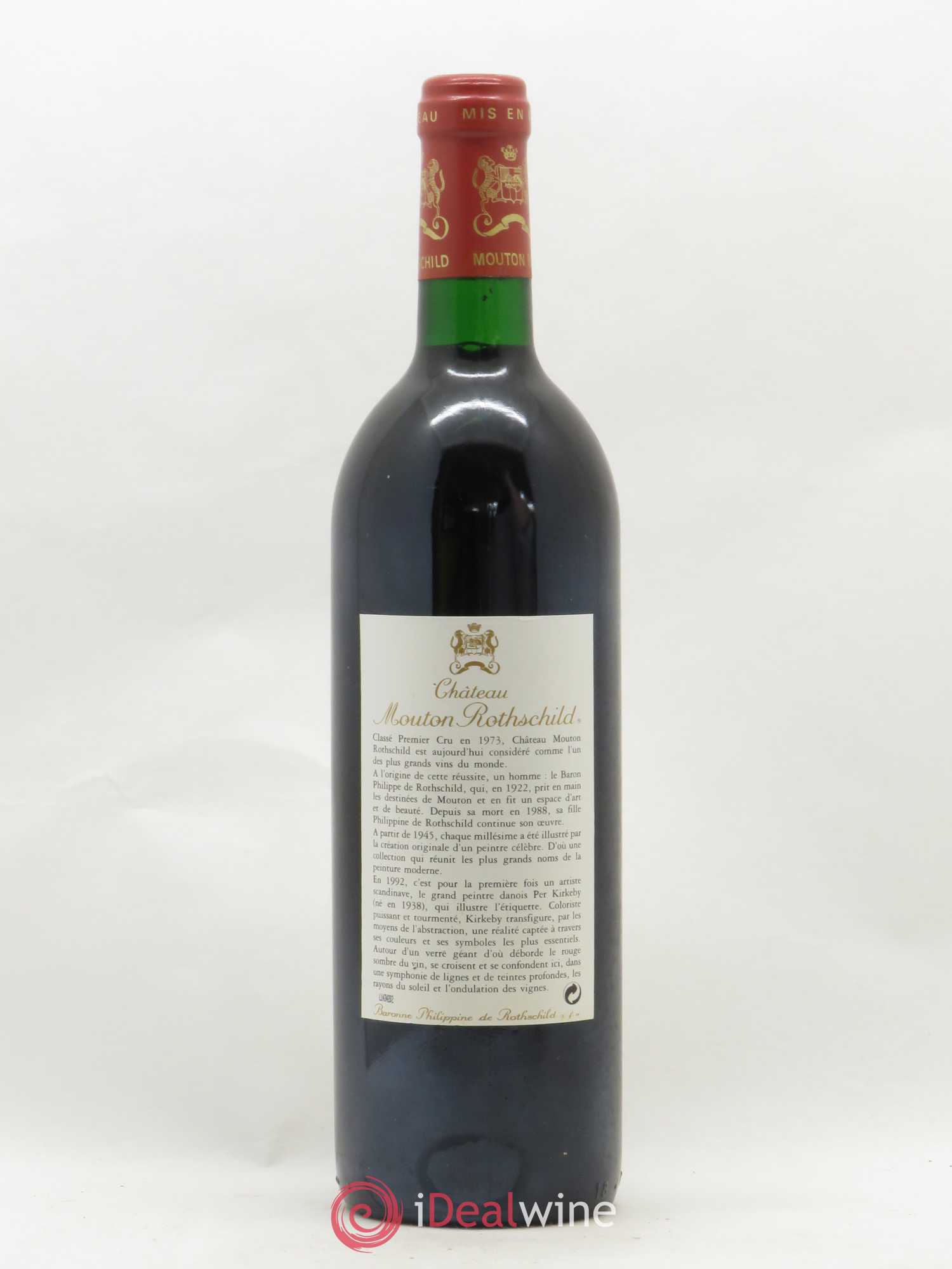 Château Mouton Rothschild 1er Grand Cru Classé 1992 - Lot de 1 bouteille - 1