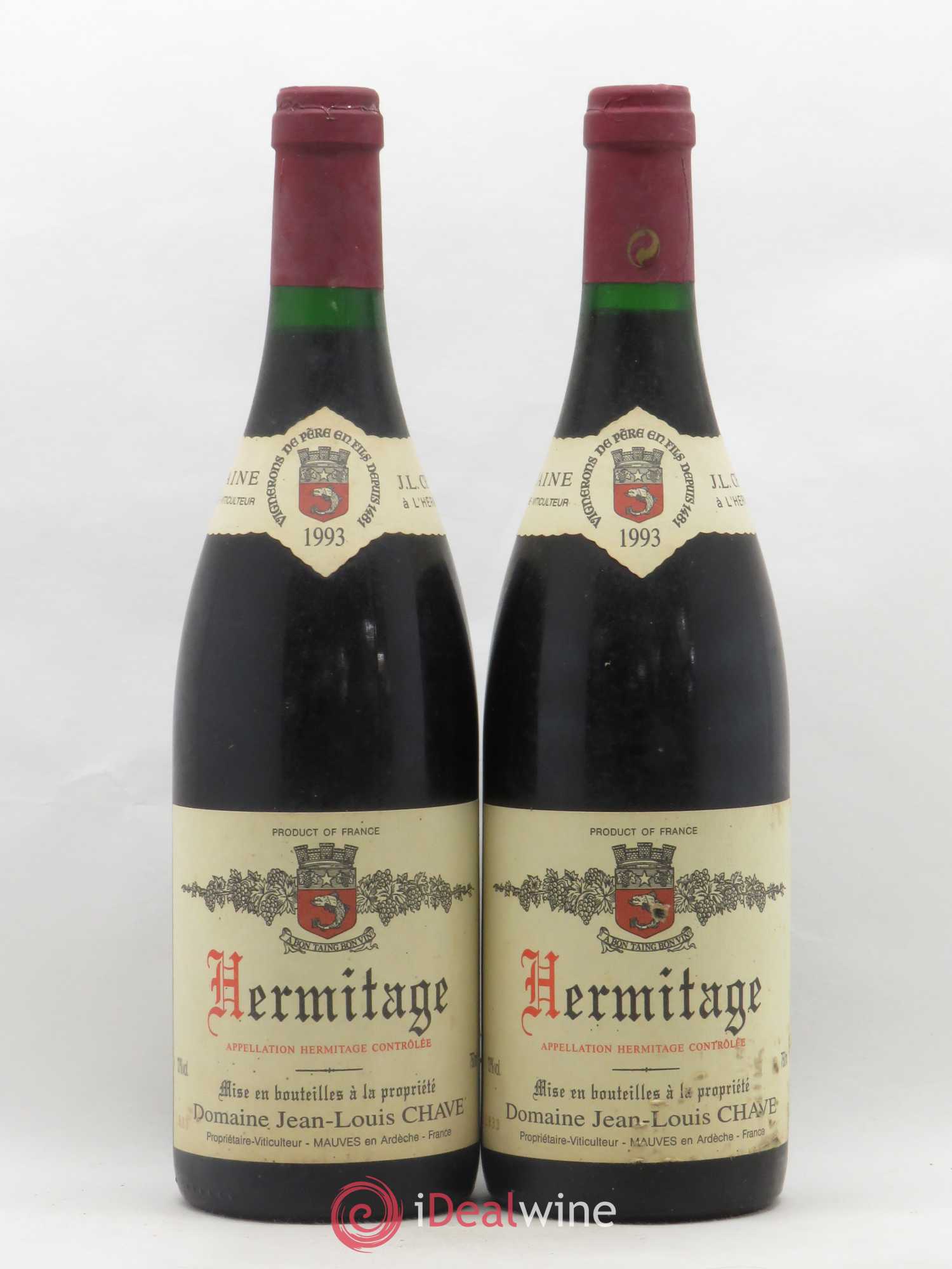 Hermitage Jean-Louis Chave 1993 - Lot de 2 bouteilles - 0