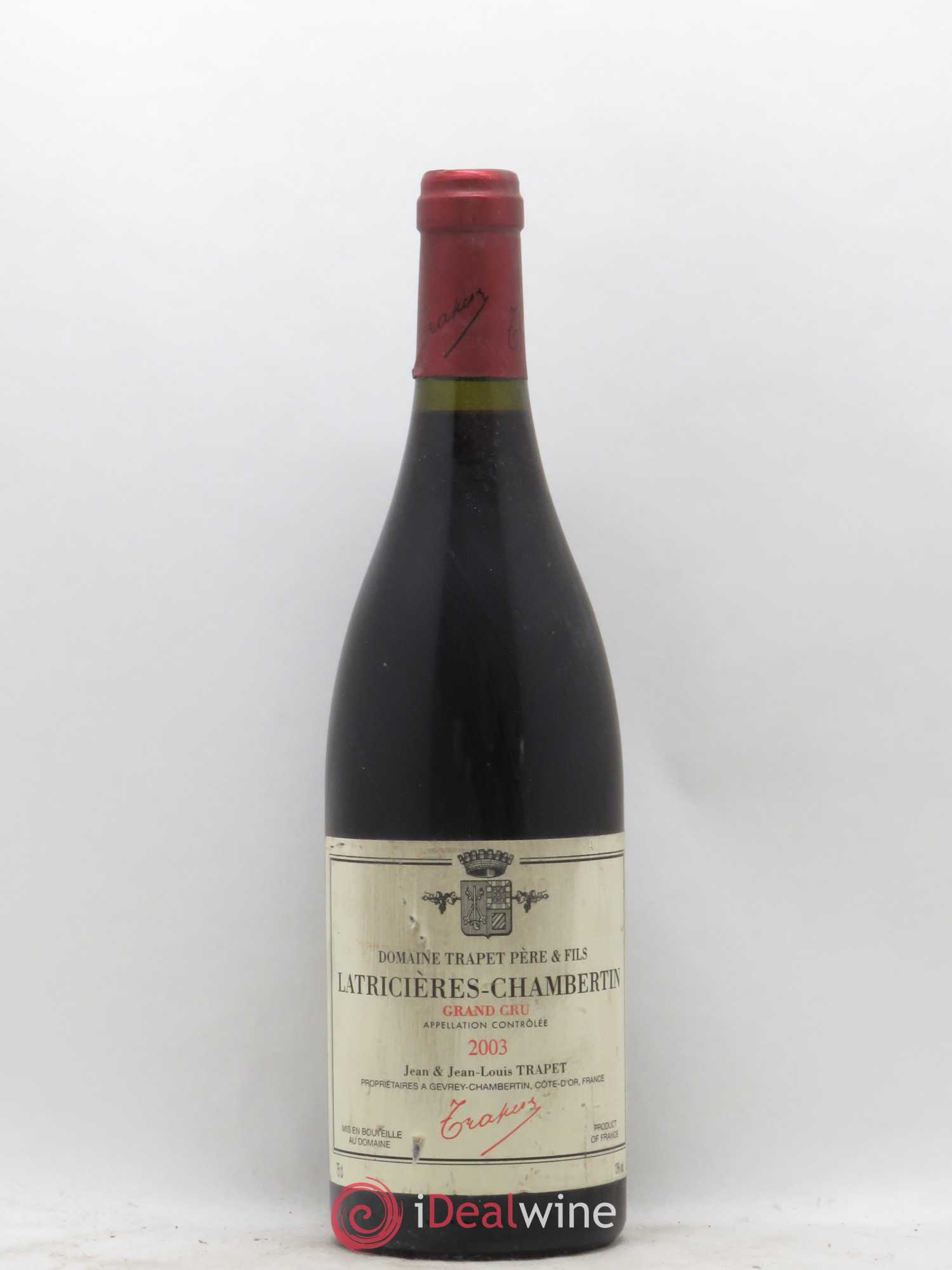 Latricières-Chambertin Grand Cru Domaine Trapet 2003 - Lot de 1 bouteille - 0