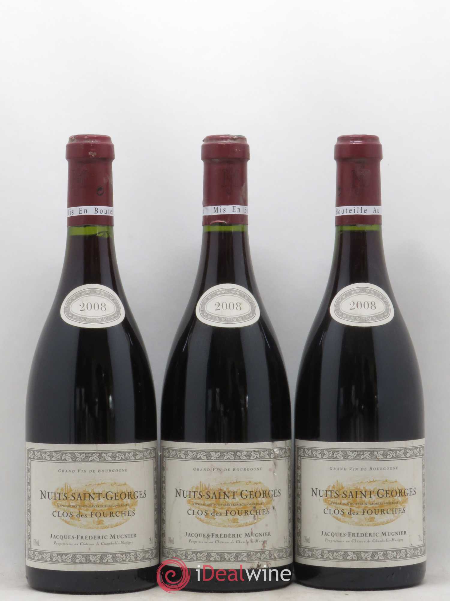 Nuits-Saint-Georges Clos des Fourches Jacques-Frédéric Mugnier 2008 - Lot de 3 bouteilles - 0