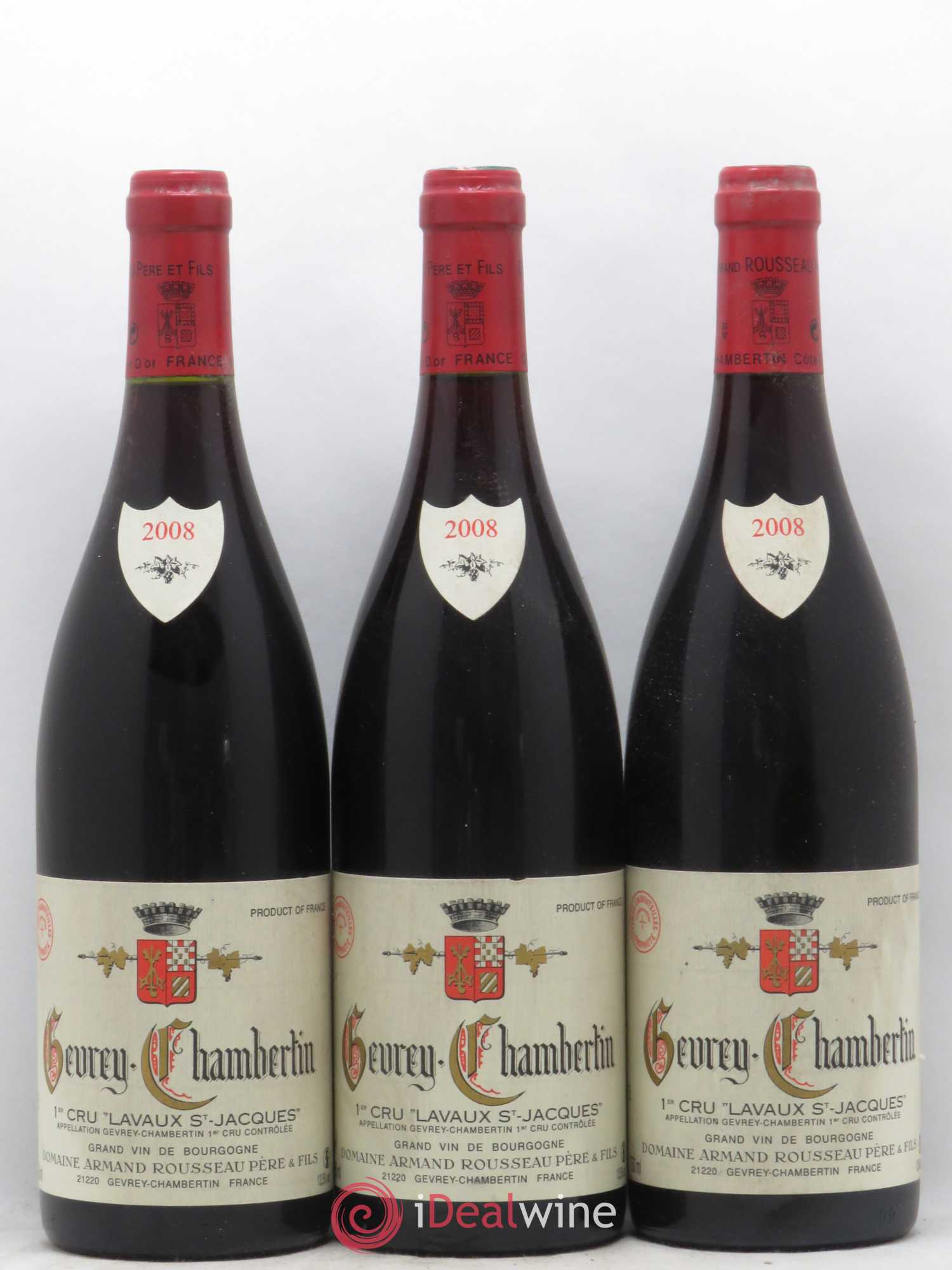 Gevrey-Chambertin 1er Cru Lavaux Saint Jacques Armand Rousseau (Domaine) 2008 - Lot de 3 bouteilles - 0