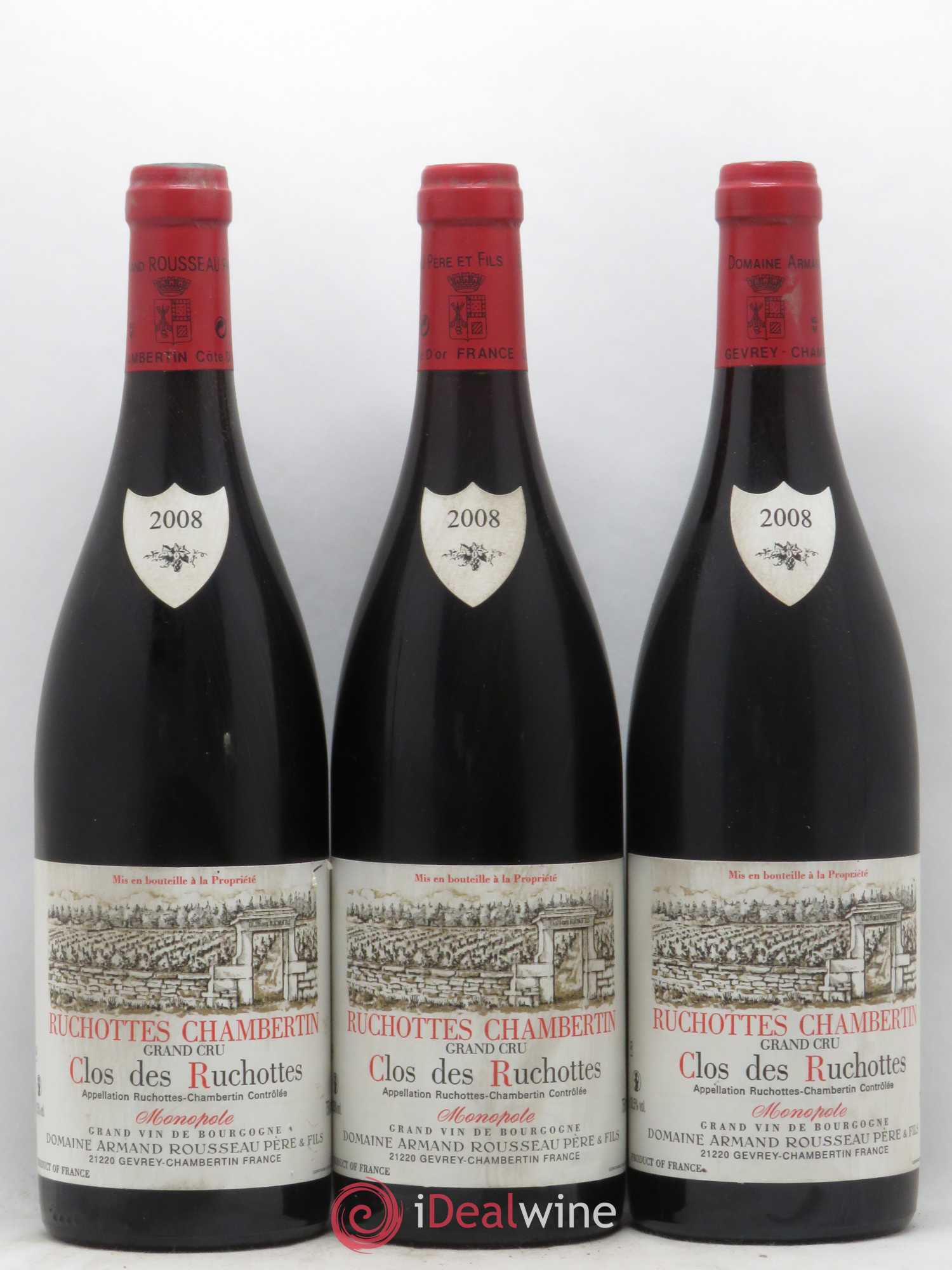 Ruchottes-Chambertin Grand Cru Clos des Ruchottes Armand Rousseau (Domaine) 2008 - Lot de 3 bouteilles - 0