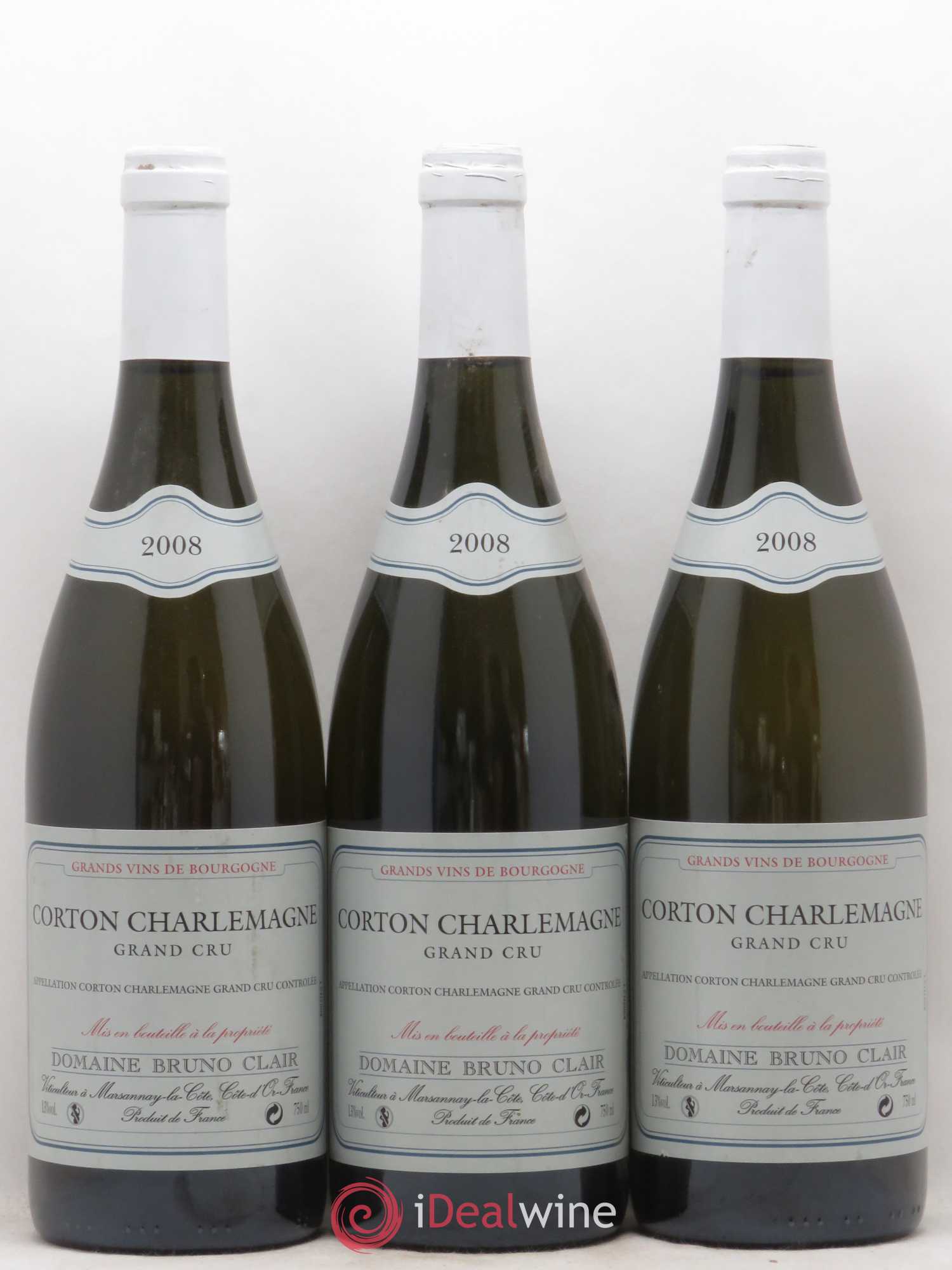 Corton-Charlemagne Grand Cru Bruno Clair (Domaine) 2008 - Lot de 3 bouteilles - 0