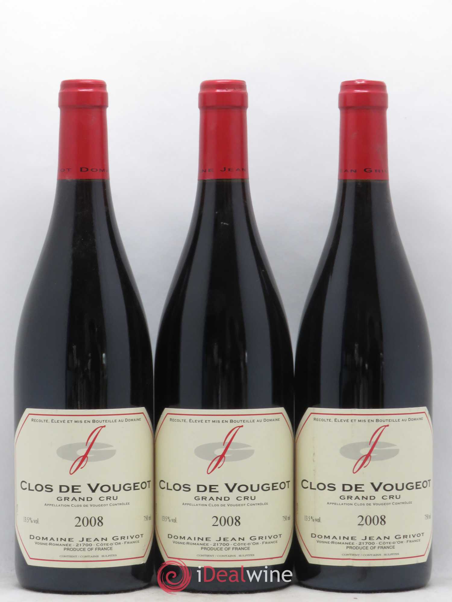 Clos de Vougeot Grand Cru Jean Grivot 2008 - Lot de 3 bouteilles - 0
