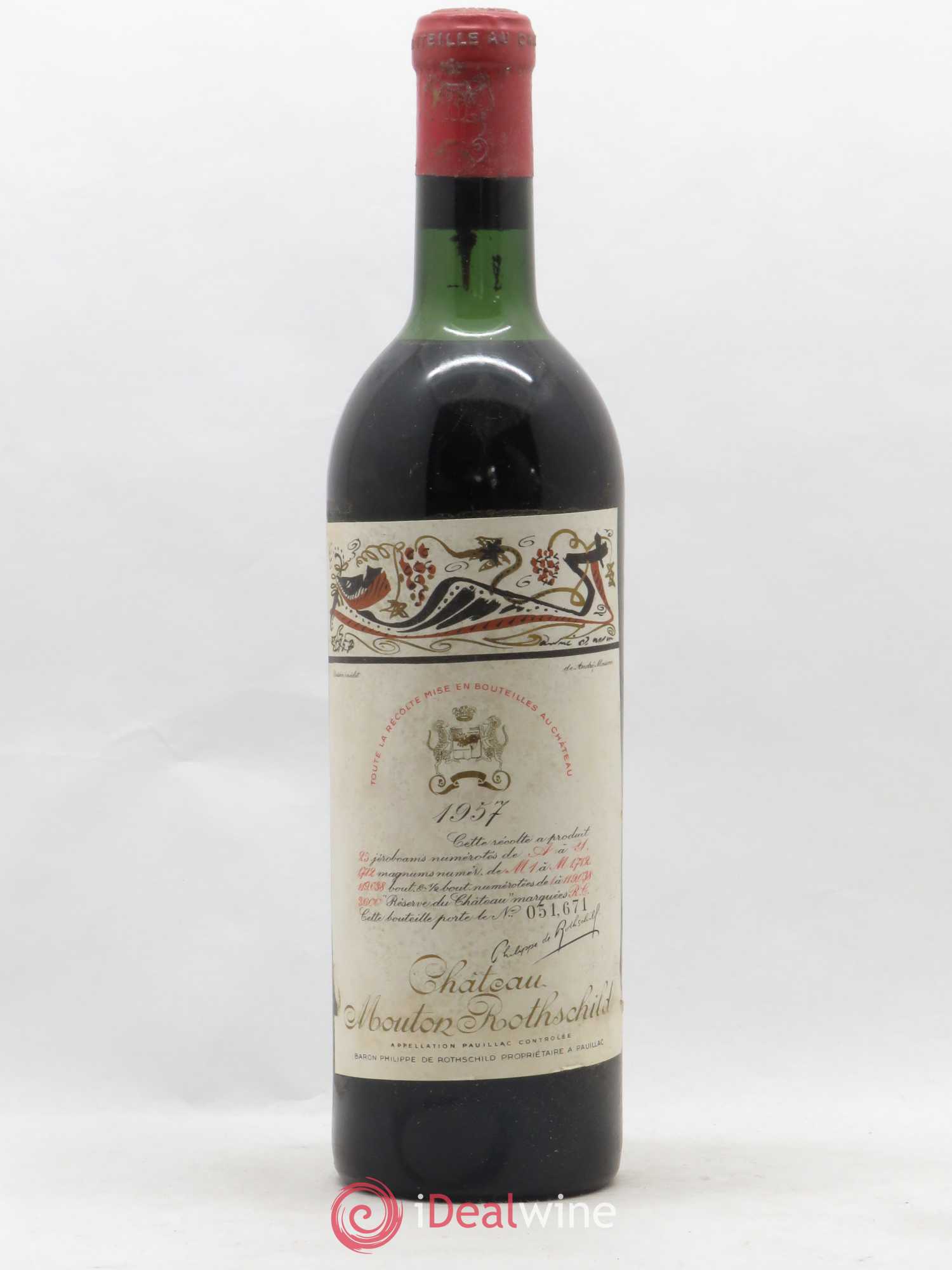 Château Mouton Rothschild 1er Grand Cru Classé 1957 - Lot de 1 bouteille - 0