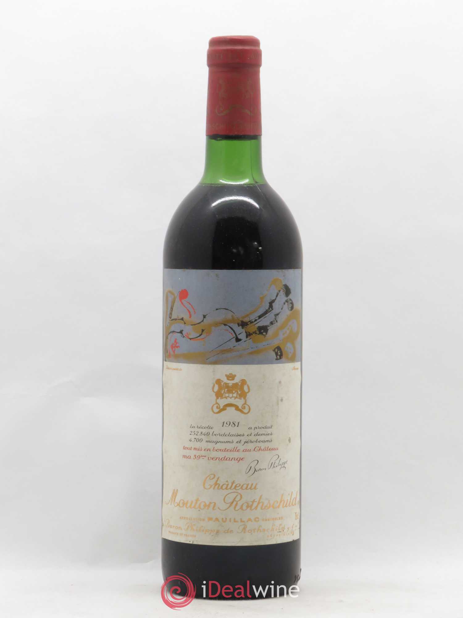 Château Mouton Rothschild 1er Grand Cru Classé 1981 - Lot de 1 bouteille - 0