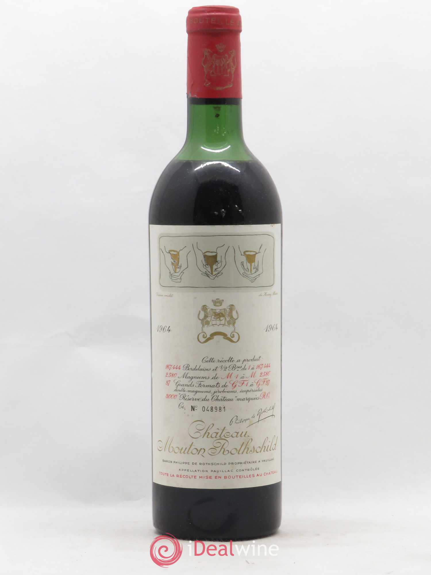 Château Mouton Rothschild 1er Grand Cru Classé 1964 - Lot de 1 bouteille - 0