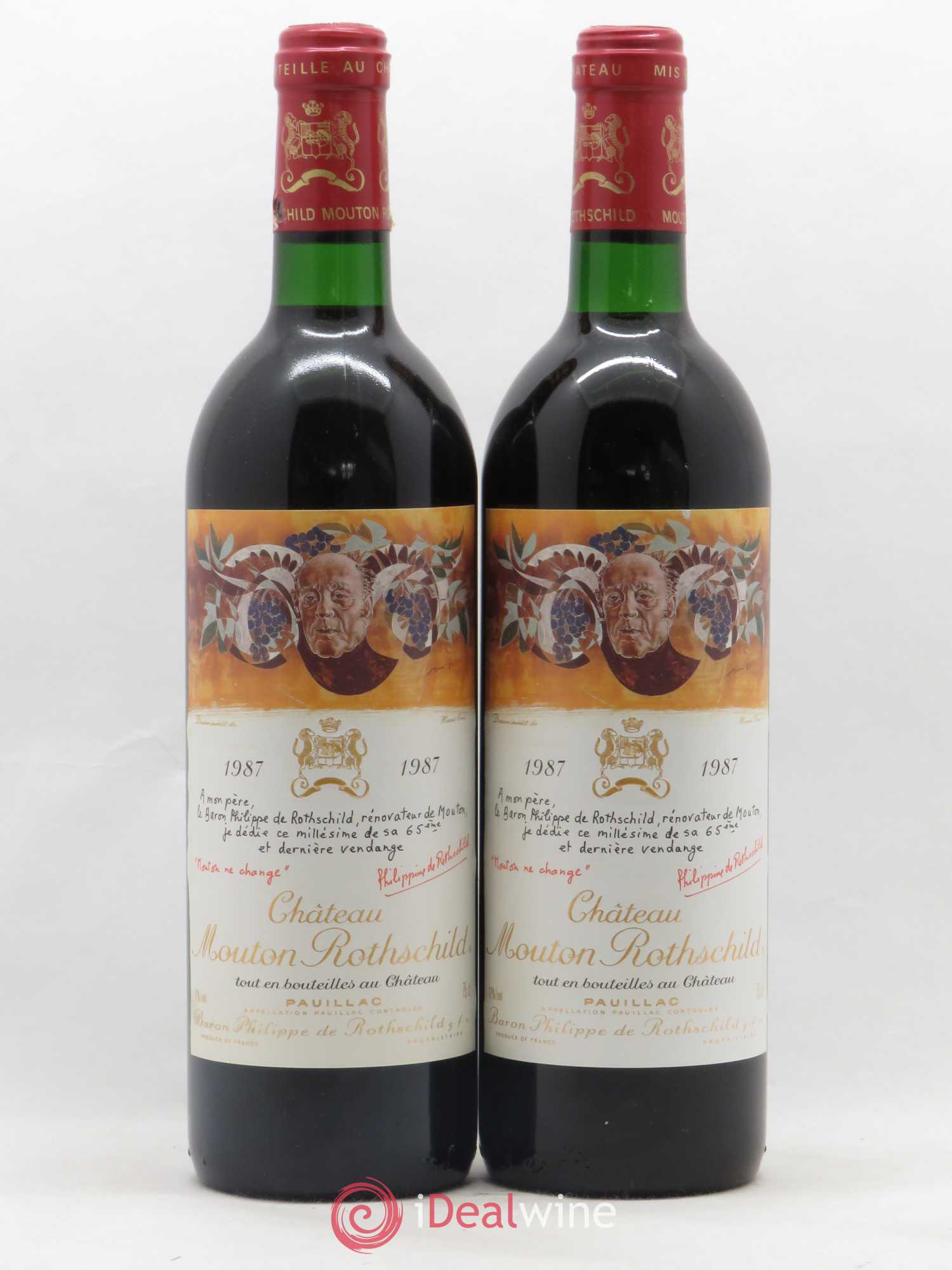 Château Mouton Rothschild 1er Grand Cru Classé 1987 - Lot de 2 bouteilles - 0