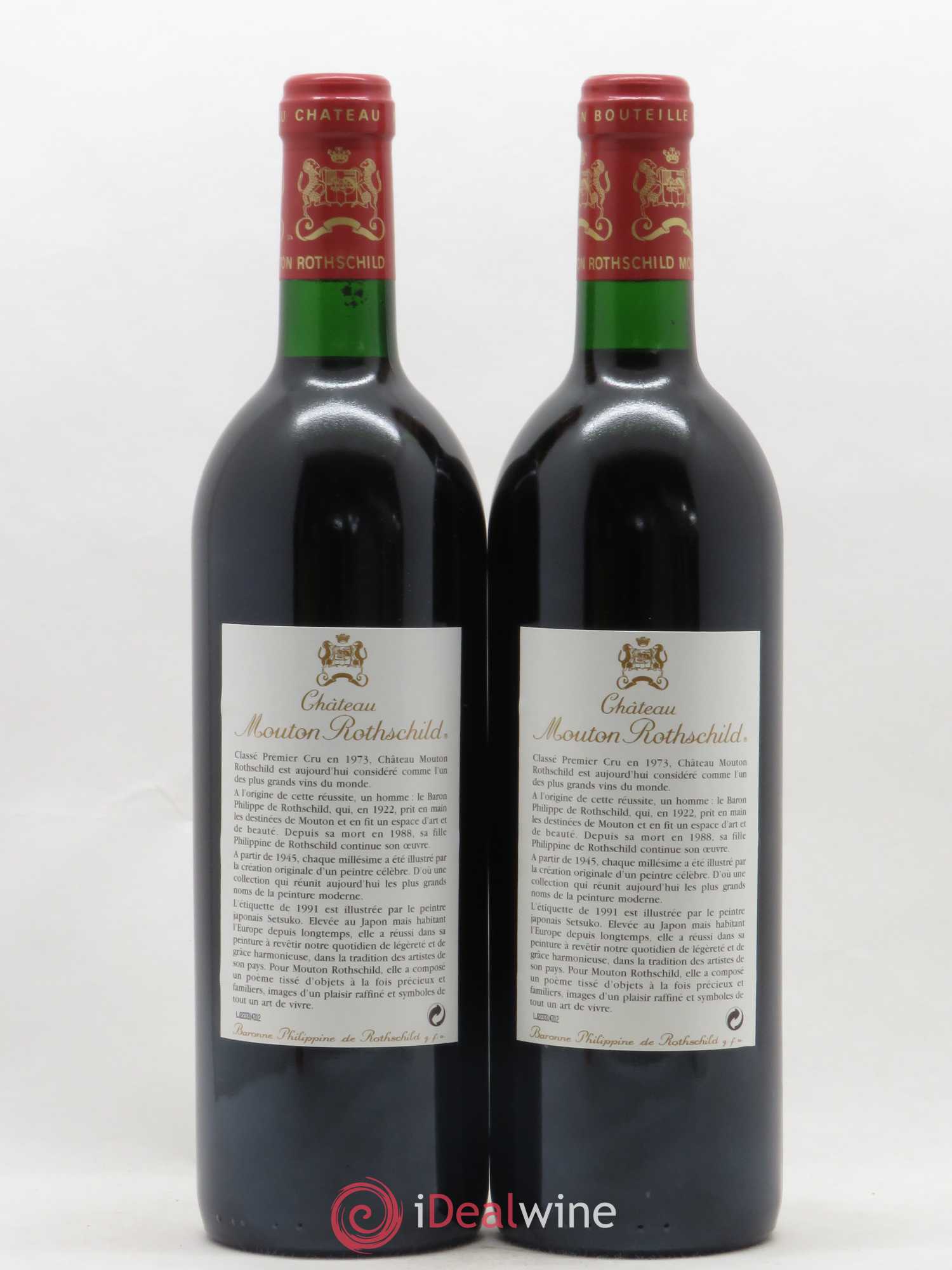 Château Mouton Rothschild 1er Grand Cru Classé 1991 - Lot de 2 bouteilles - 1