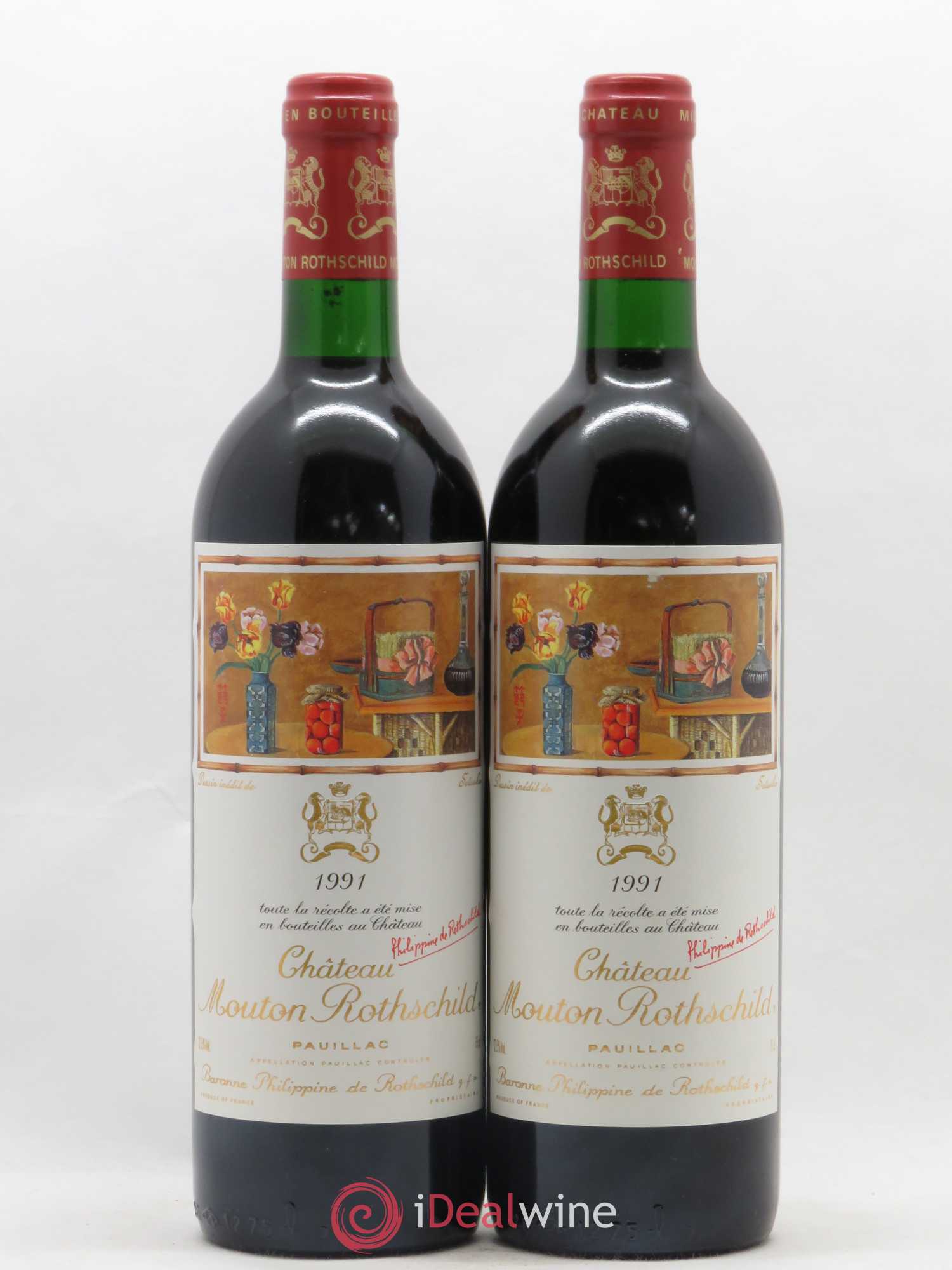 Château Mouton Rothschild 1er Grand Cru Classé 1991 - Lot de 2 bouteilles - 0