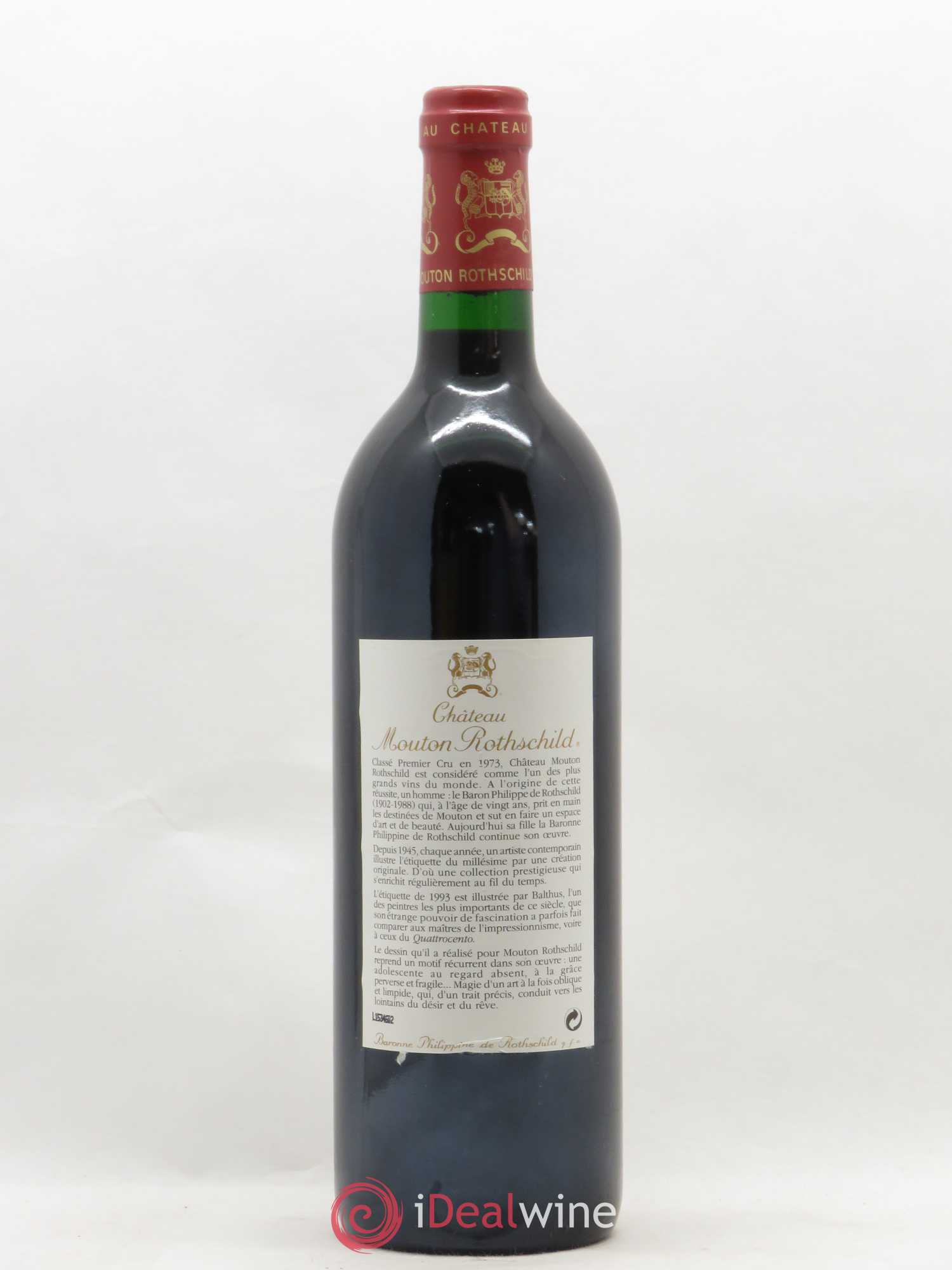 Château Mouton Rothschild 1er Grand Cru Classé 1993 - Lot de 1 bouteille - 1