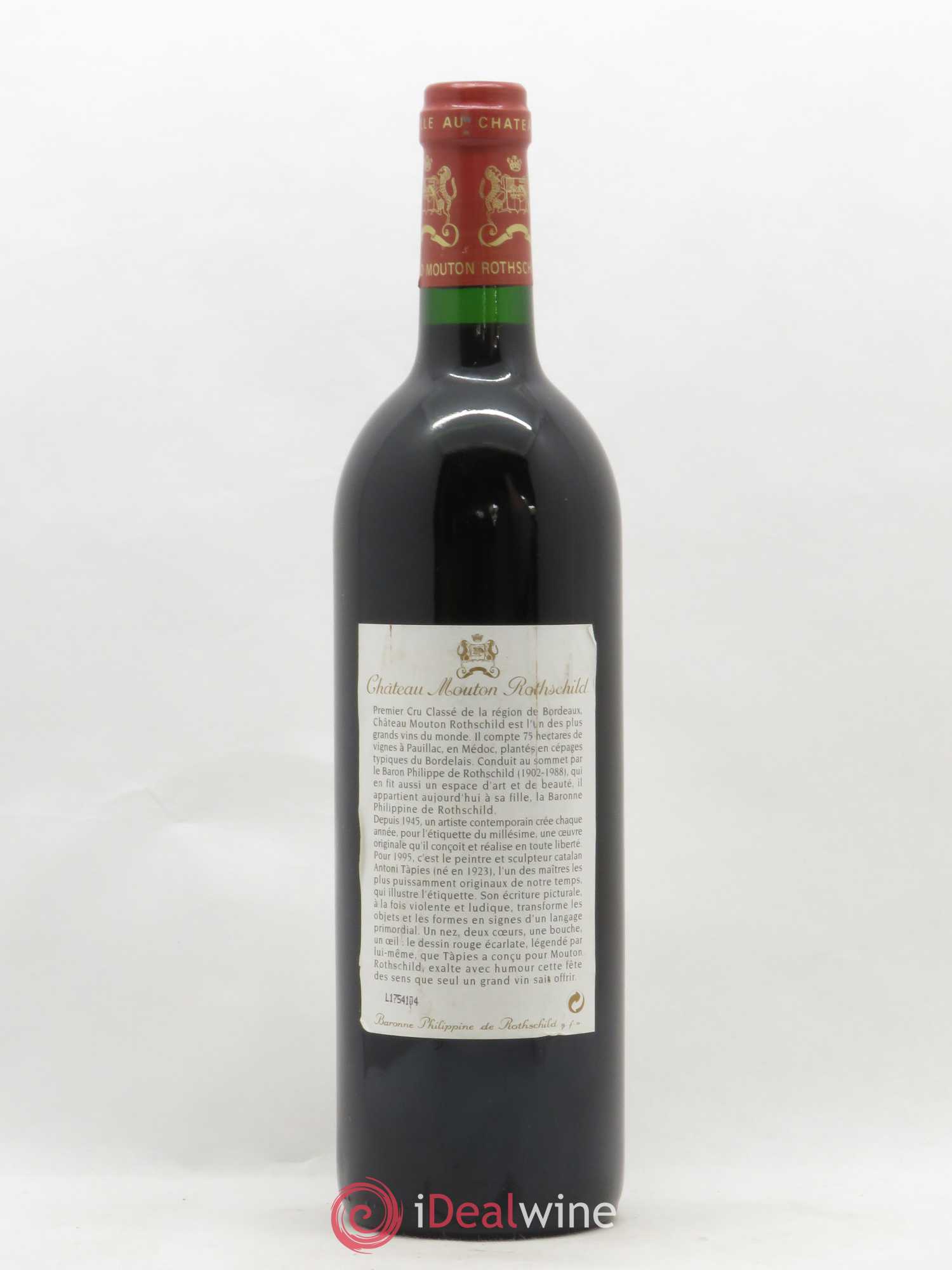 Château Mouton Rothschild 1er Grand Cru Classé 1995 - Lot de 1 bouteille - 1